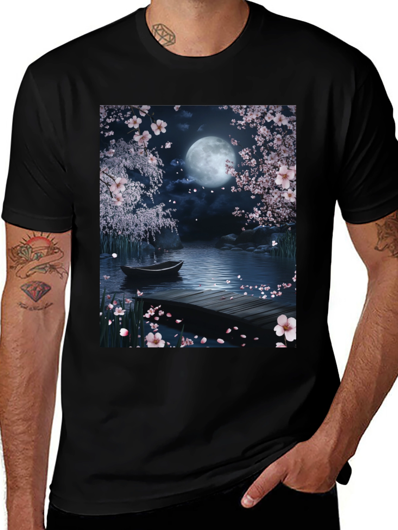 Variant 5 of Moonlit Cherry Blossom T-Shirt