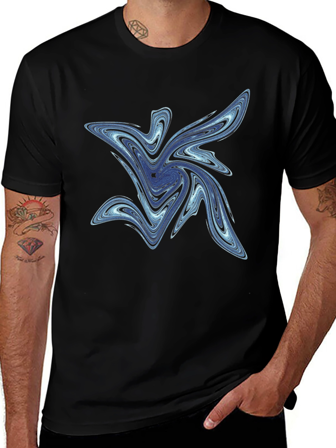 Abstract Swirl Graphic Tee - Men's Black T-Shirt