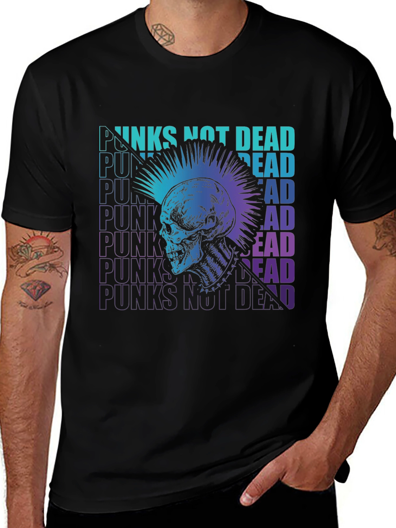 Variant 12 of Punk Skull Graphic T-Shirt - Punks Not Dead Tee