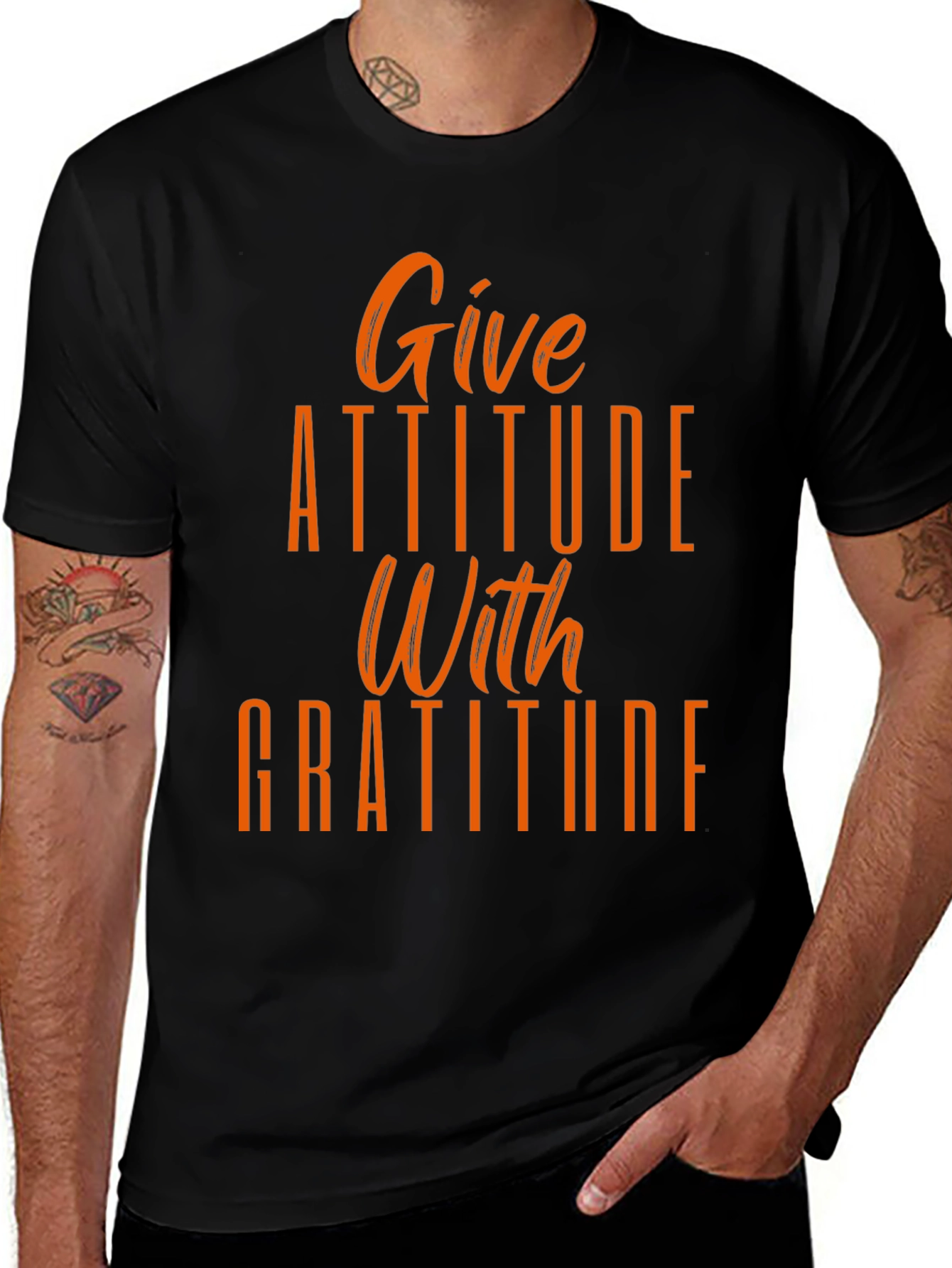 Variant 5 of Give Attitude With Gratitude Black T-Shirt