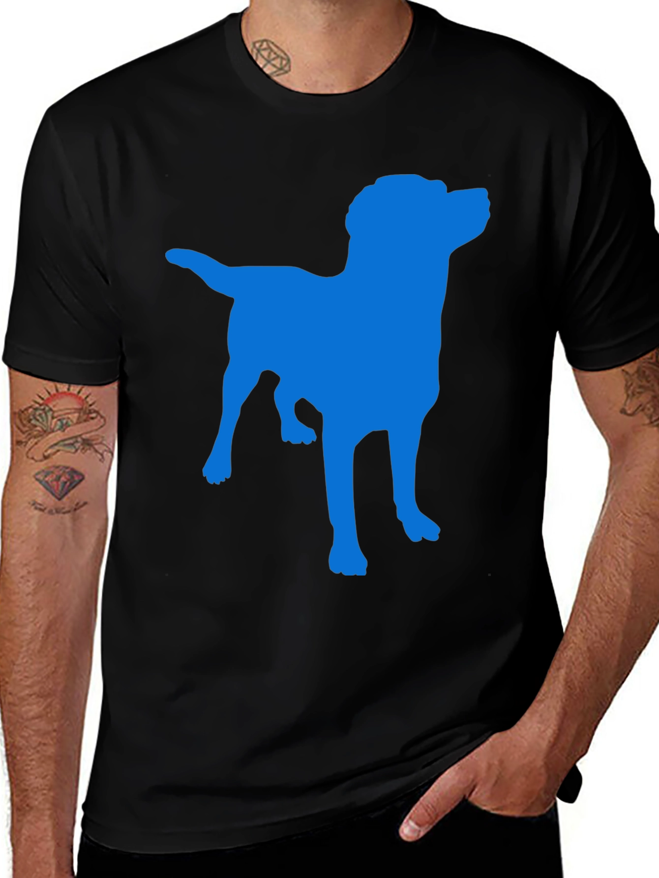 Variant 8 of Blue Dog Silhouette Black T-Shirt