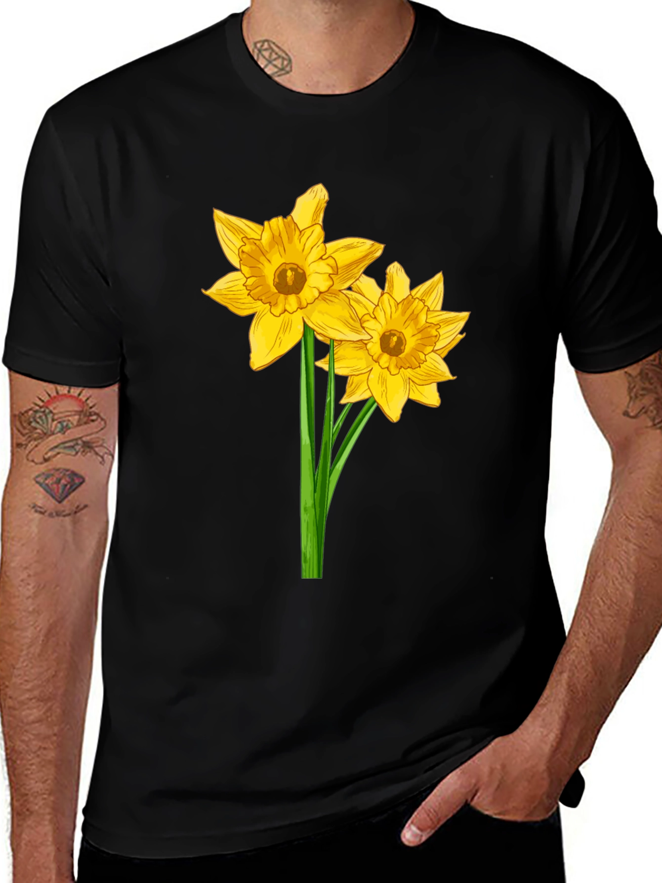 Variant 7 of Daffodil Graphic T-Shirt - Black Cotton Tee