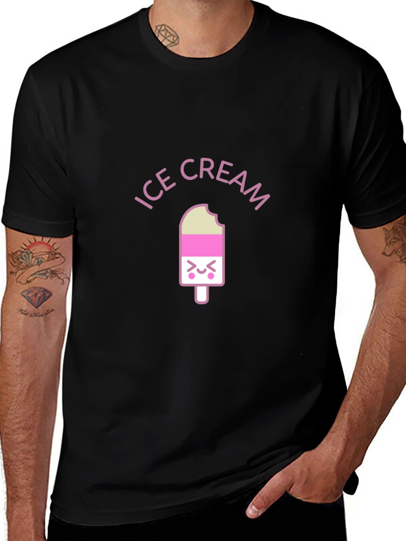 Variant 13 of Ice Cream Kawaii Graphic Black T-Shirt