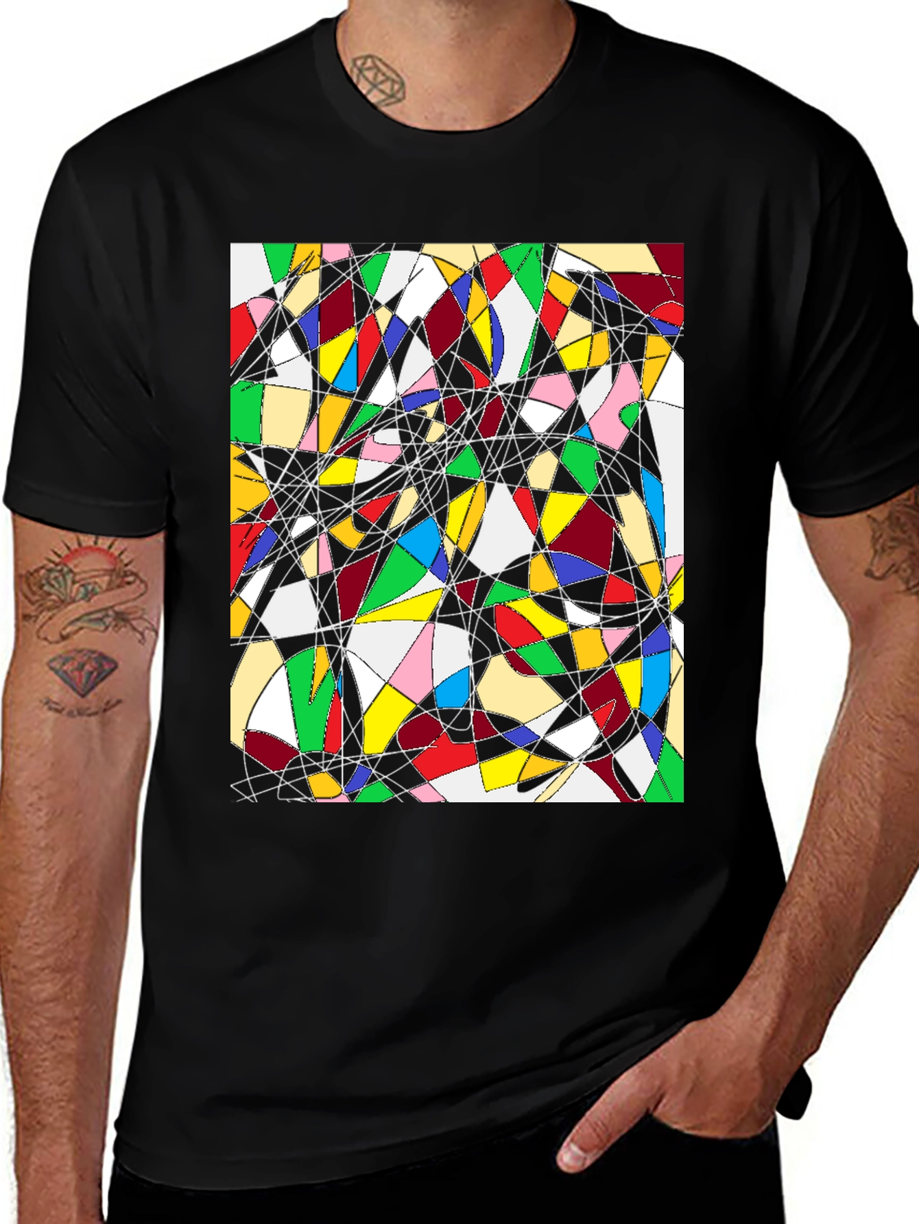 Variant 6 of Abstract Geometric Art Tee - Modern Design