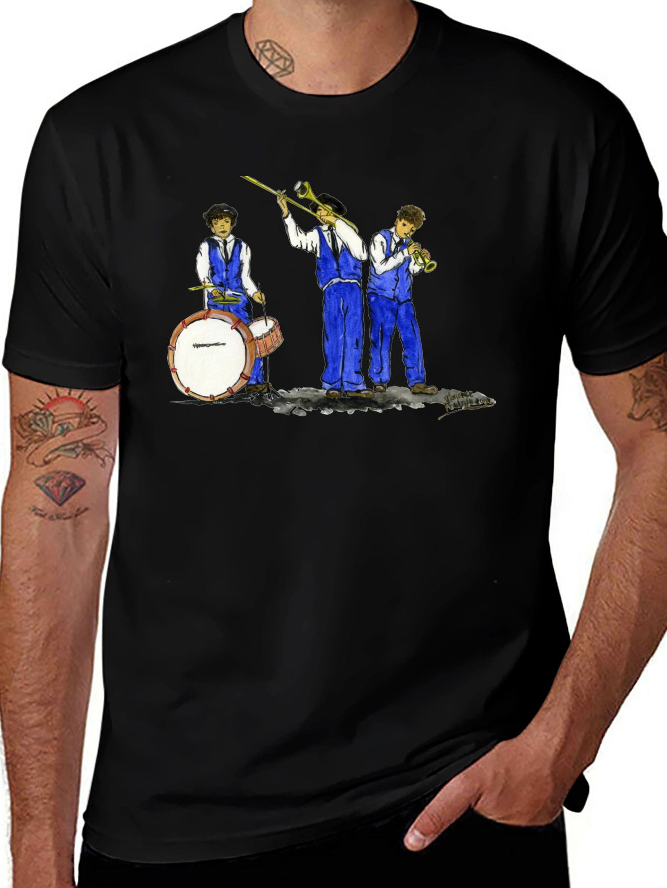 Variant 16 of Cool Jazz Band Graphic Black T-Shirt