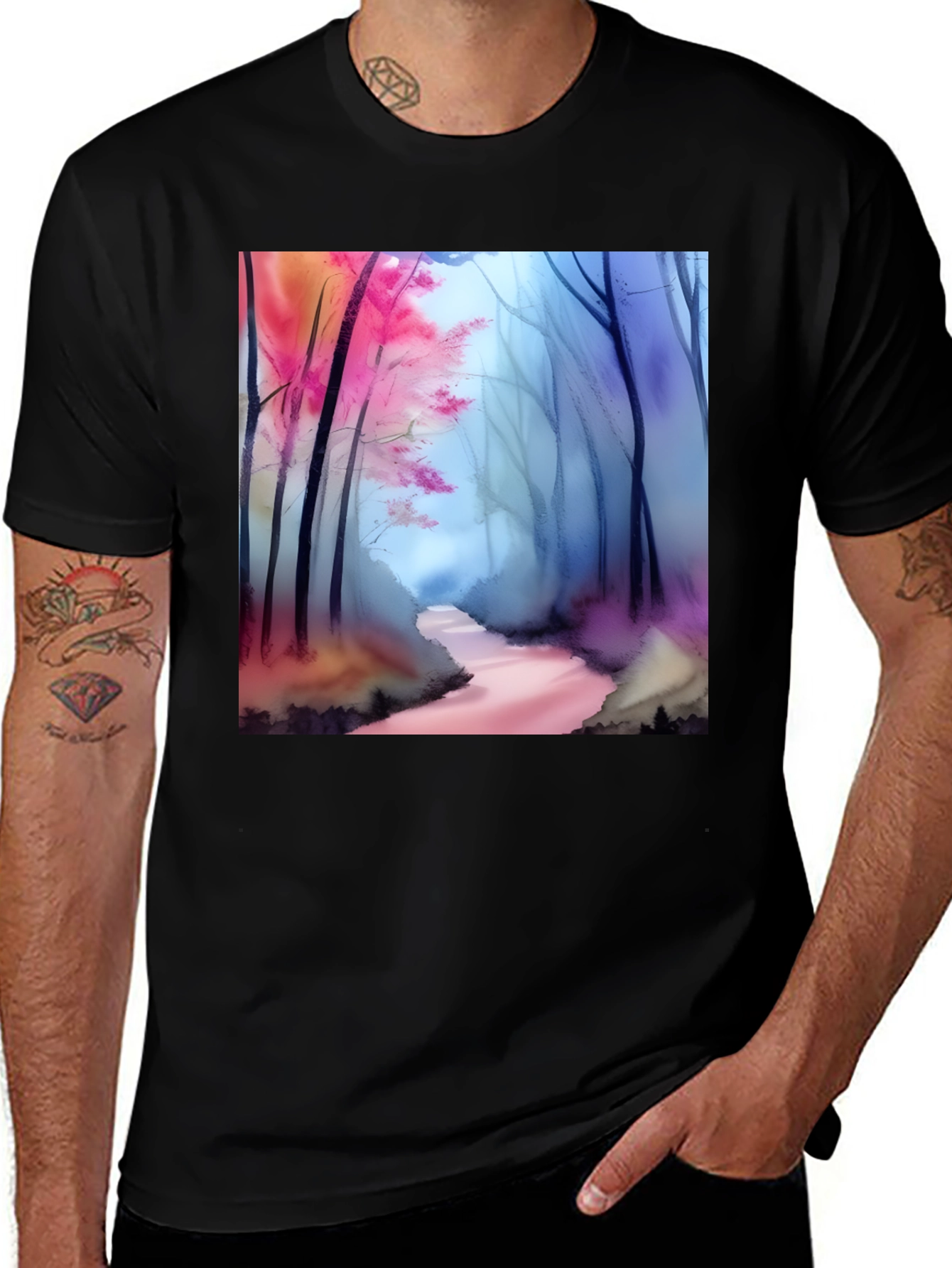 Variant 26 of Watercolor Forest T-Shirt - Artistic Nature Tee