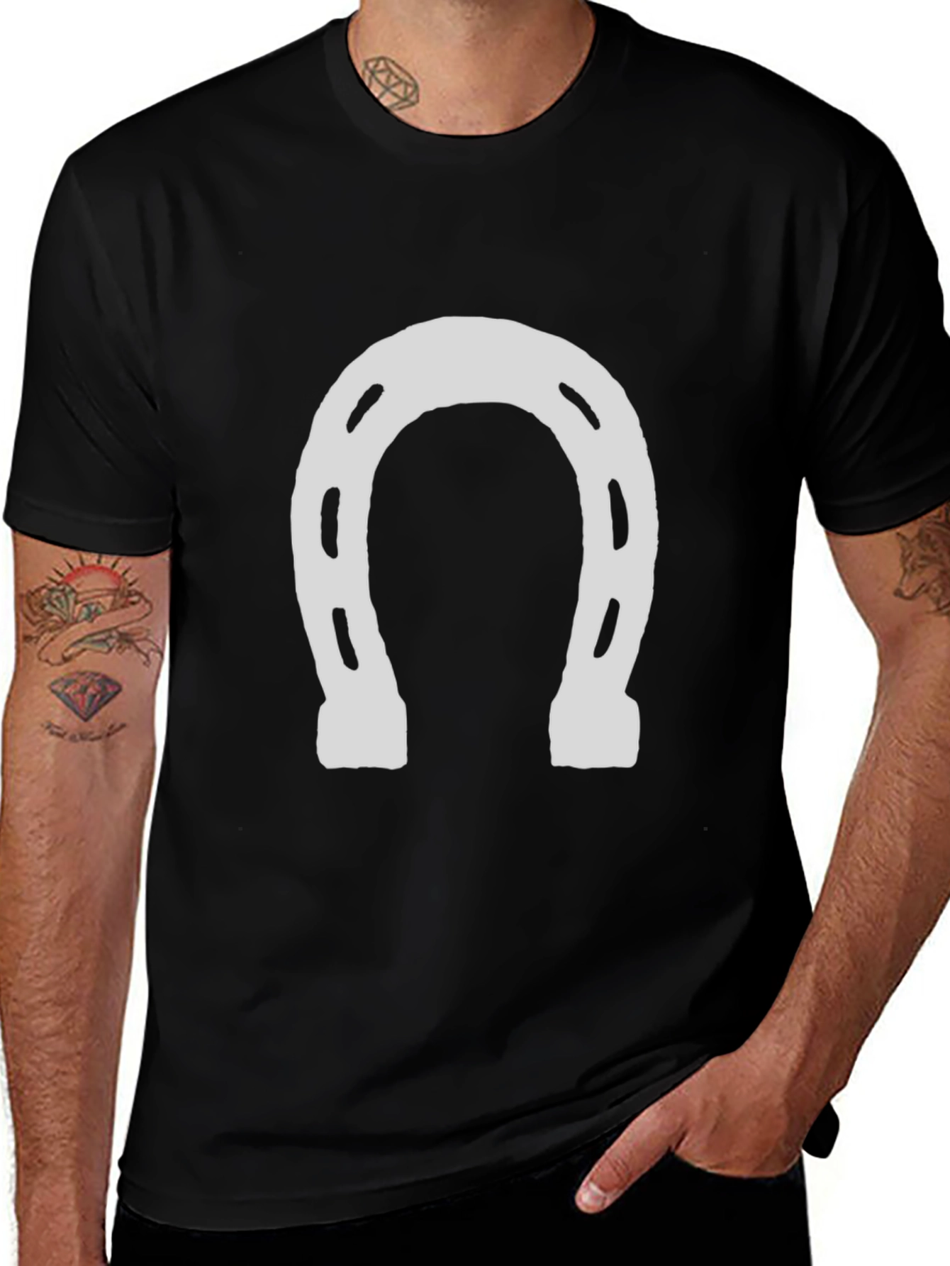 Variant 13 of Lucky Horseshoe Graphic Tee - Classic Black Cotton