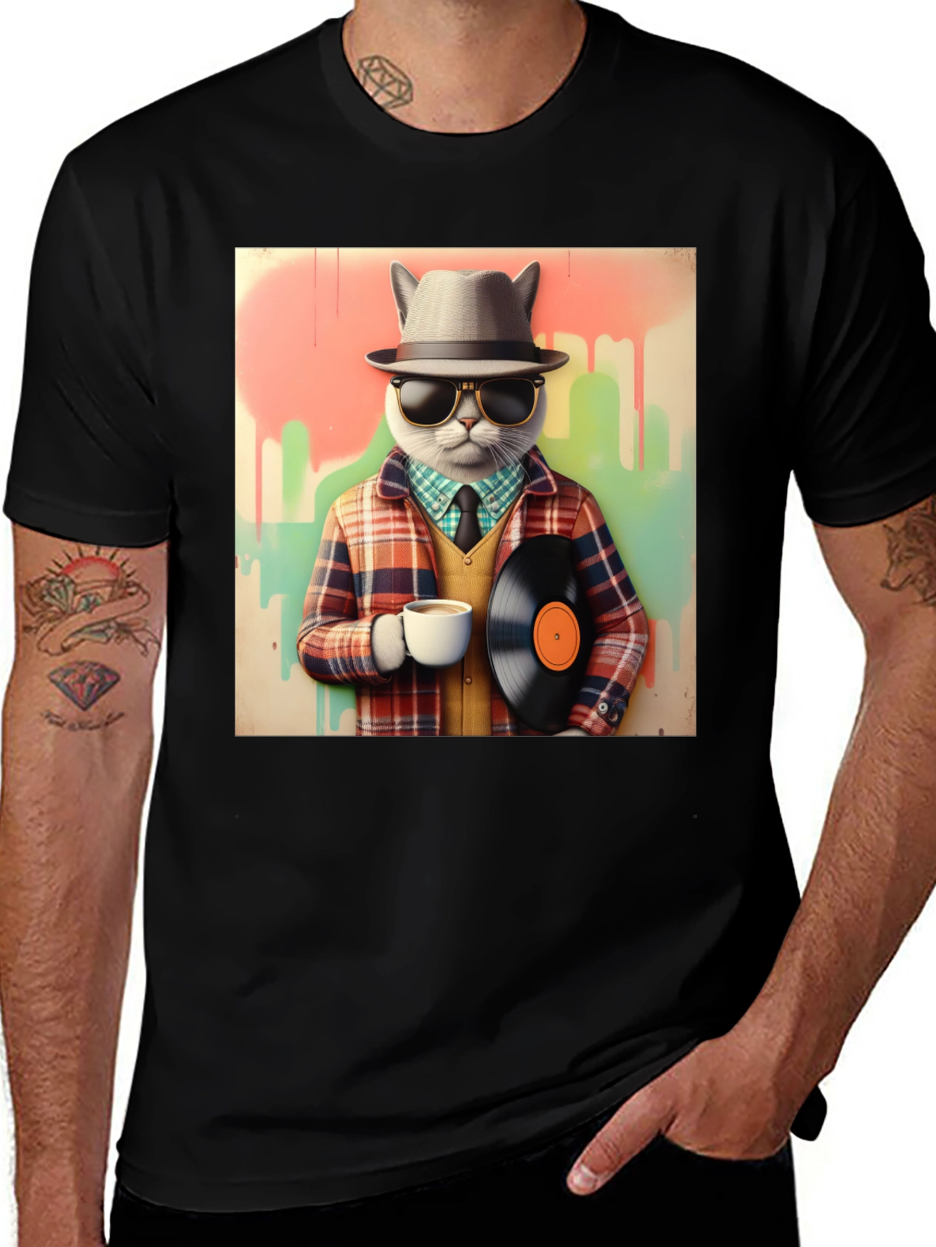 Variant 17 of Hipster Cat T-Shirt - Cool Kitty in Fedora