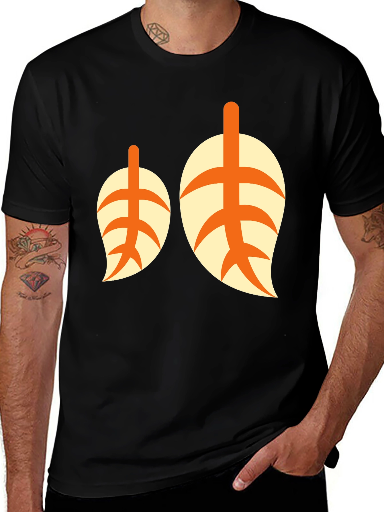 Variant 5 of Black T-Shirt with Leaf Design