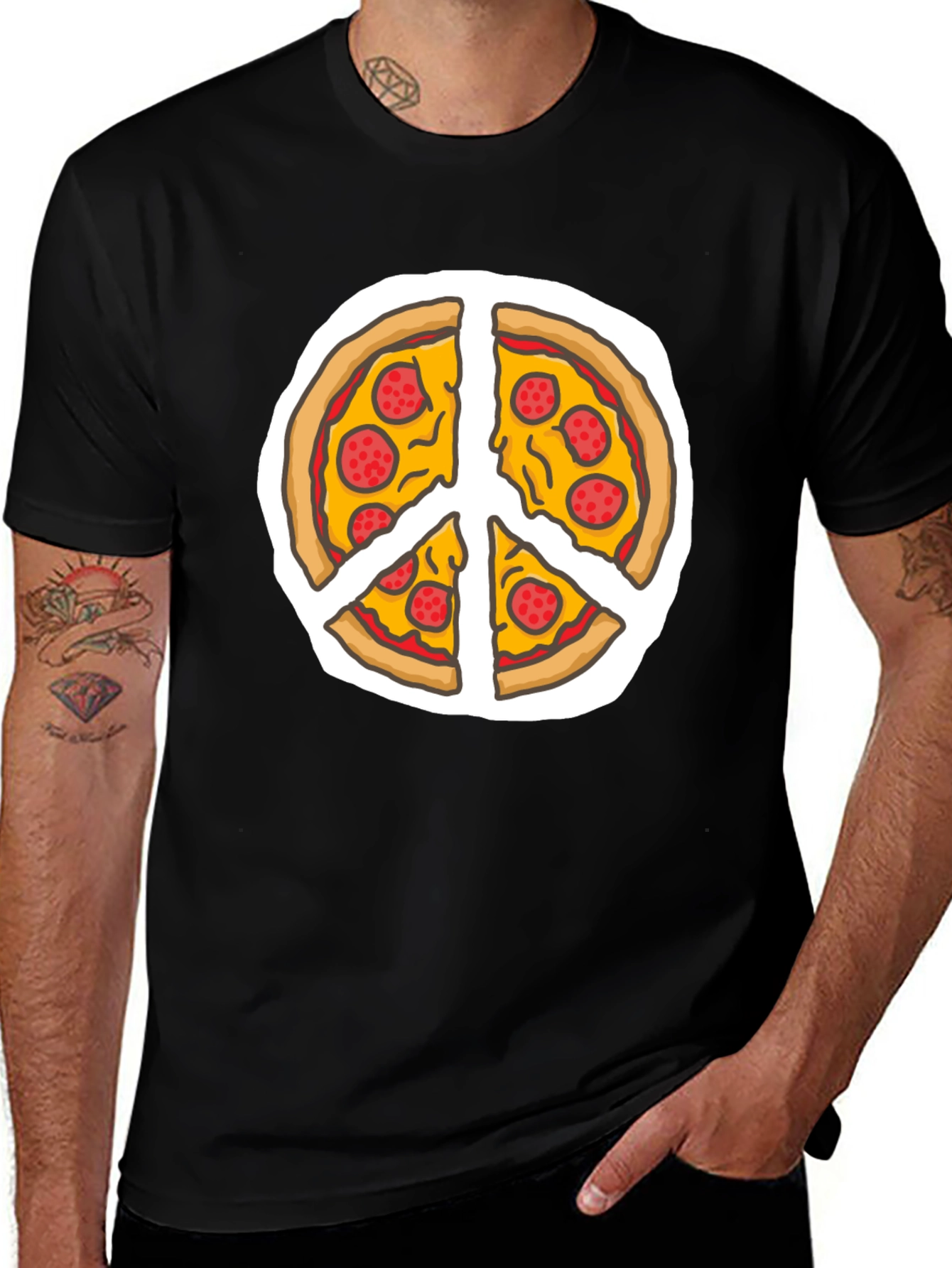 Variant 16 of Pizza Peace Sign T-Shirt - Funny Foodie Tee