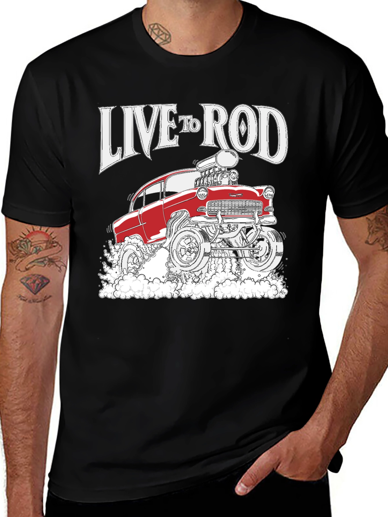 Variant 7 of Live to Rod Hot Rod Graphic Tee - Black