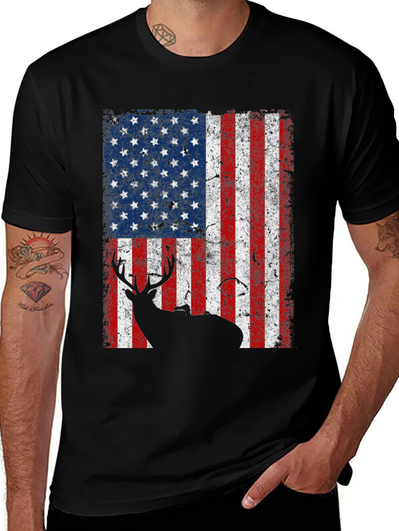 Variant 6 of American Flag Deer Graphic Tee