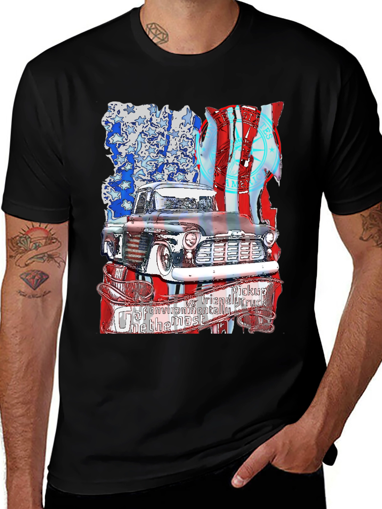 Variant 13 of Vintage Truck American Flag T-Shirt