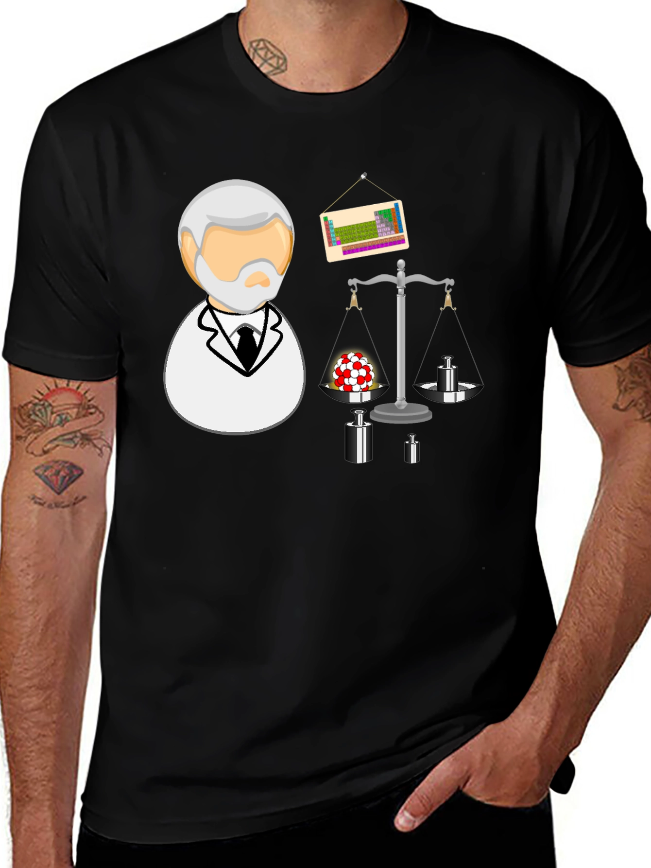 Variant 4 of Science T-Shirt: Balance of Chemistry, Black