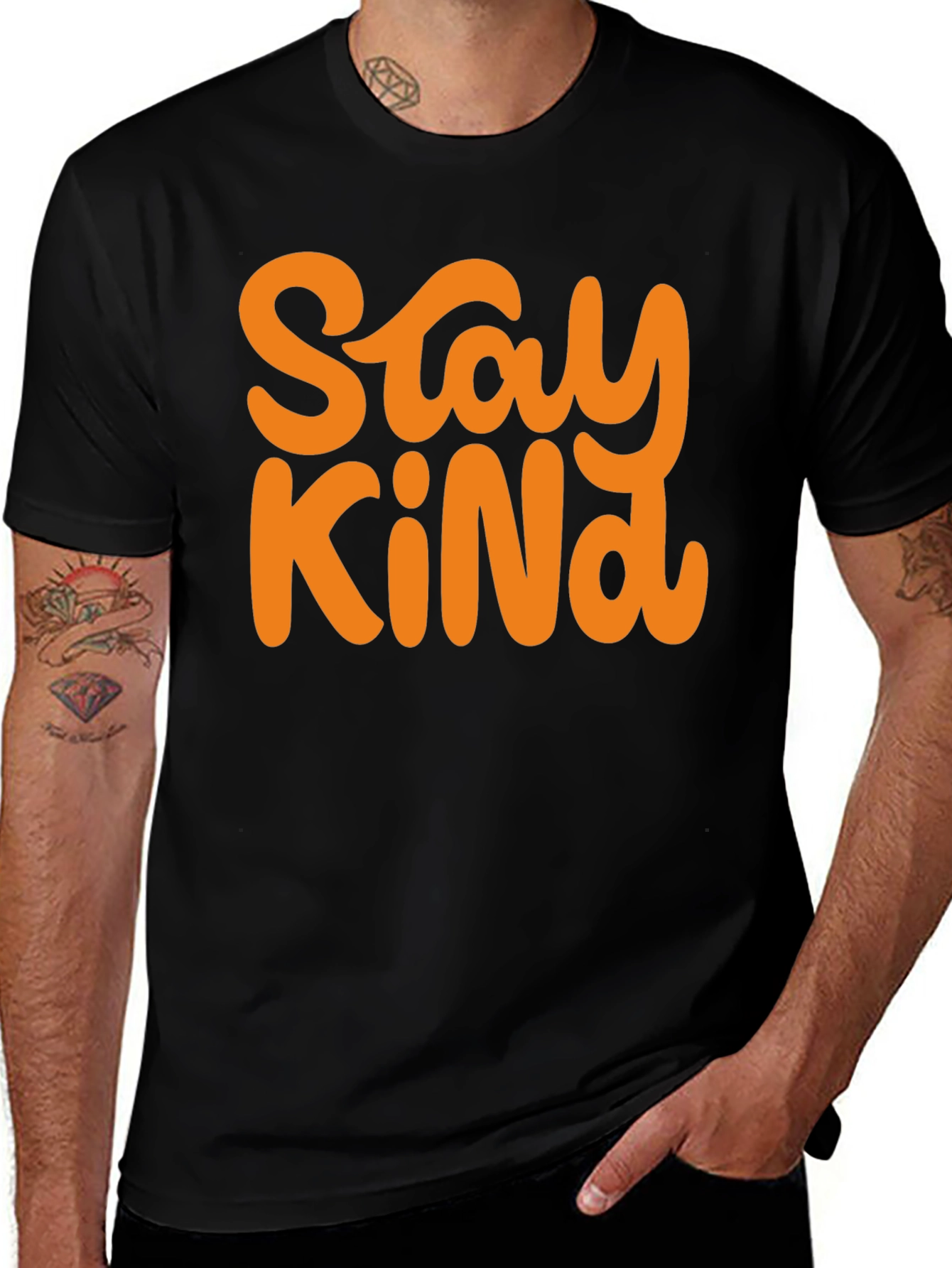 Variant 12 of Stay Kind Graphic Tee - Black Cotton T-Shirt