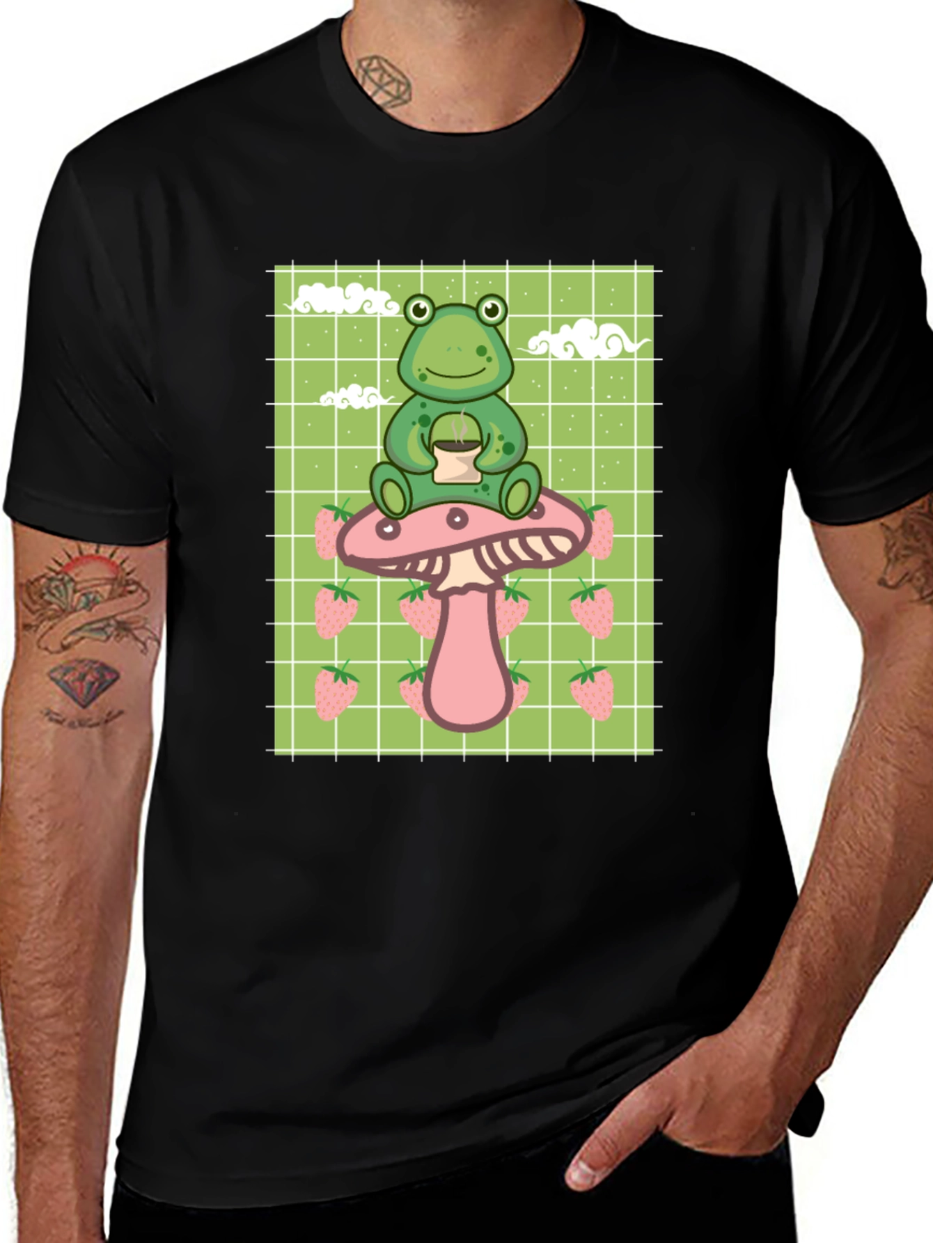 Variant 30 of Frog on Mushroom T-Shirt - Kawaii Aesthetic