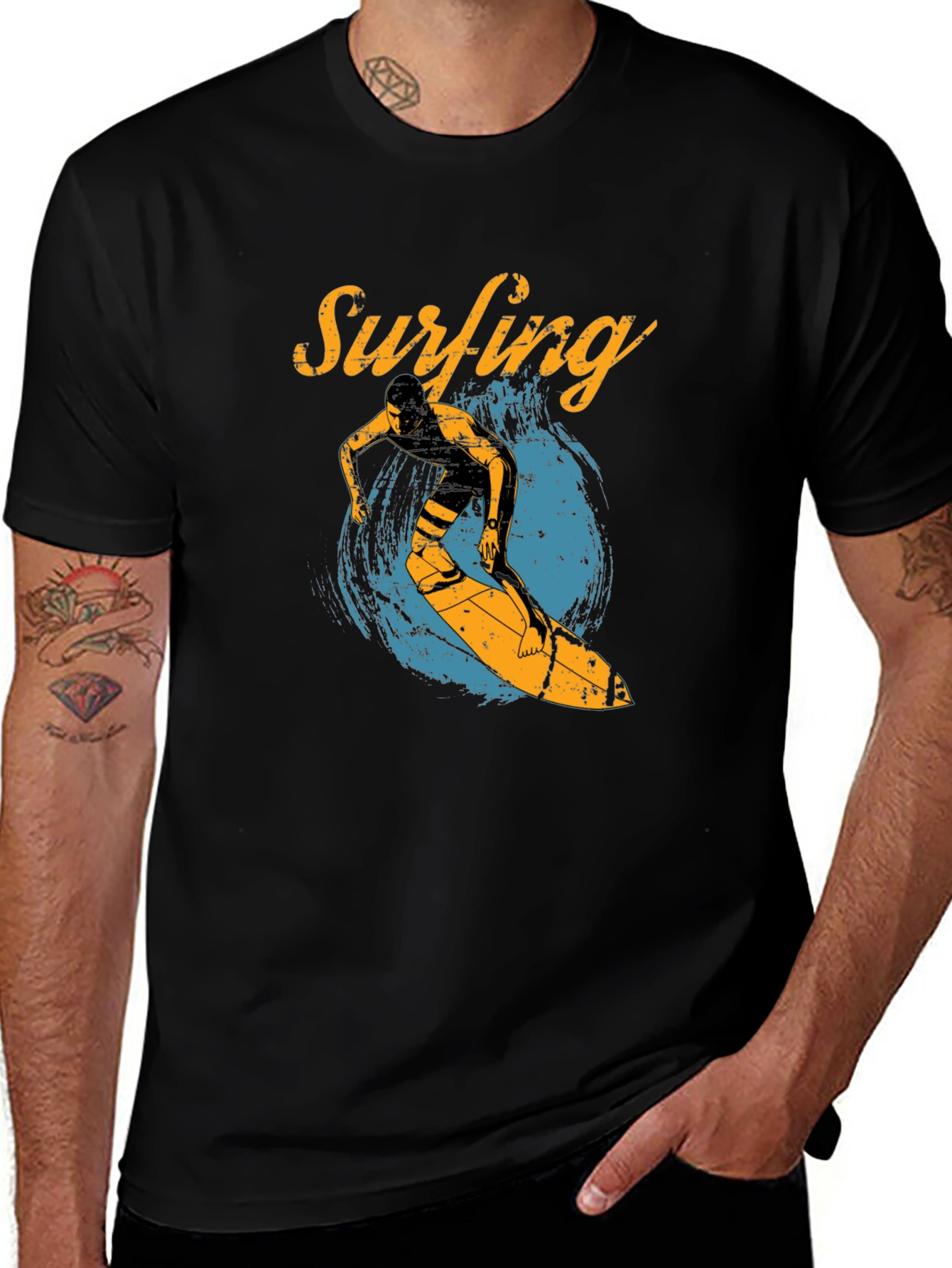 Variant 24 of Surfing Graphic Tee - Black