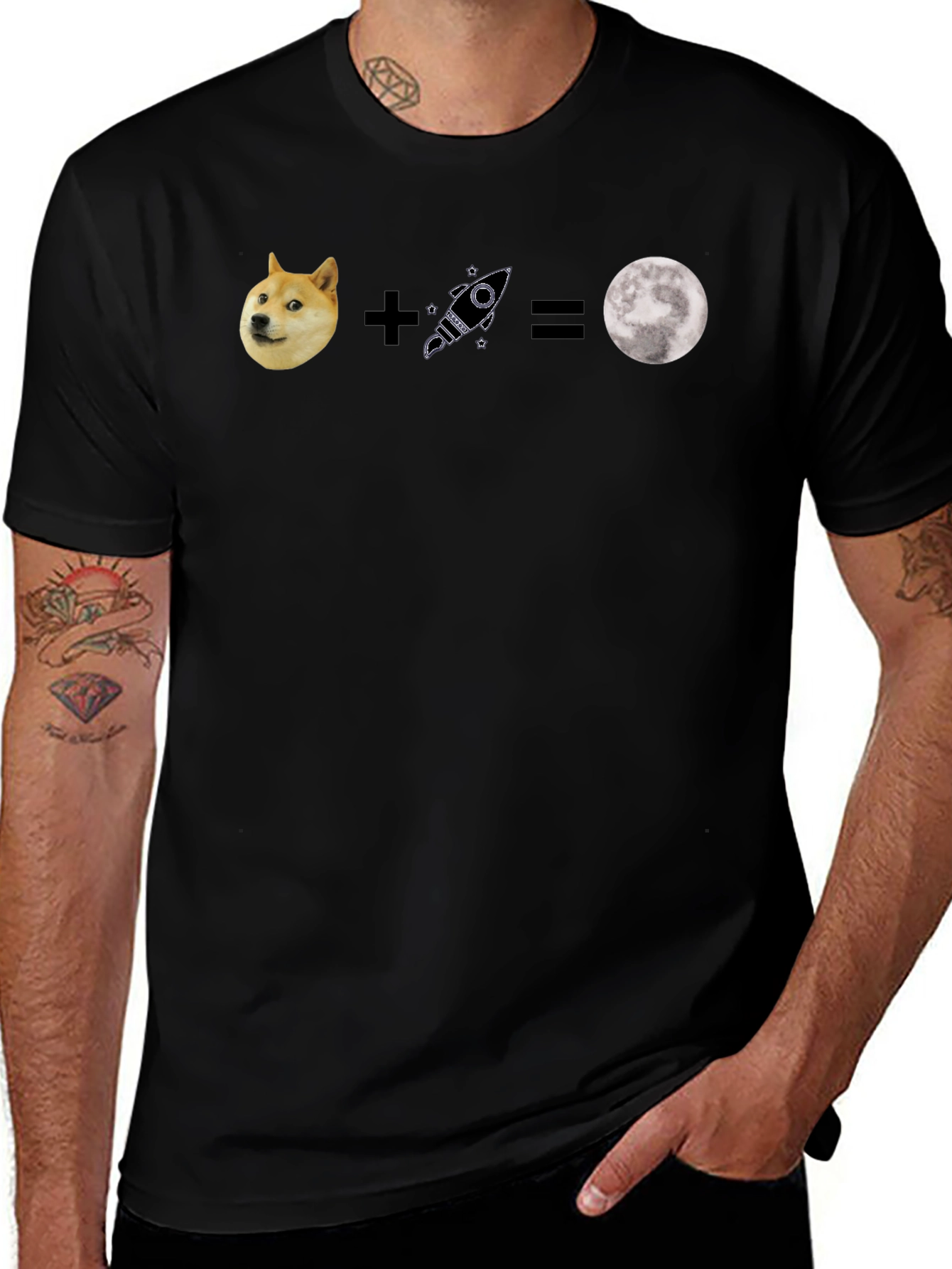 Doge To The Moon Black T-Shirt