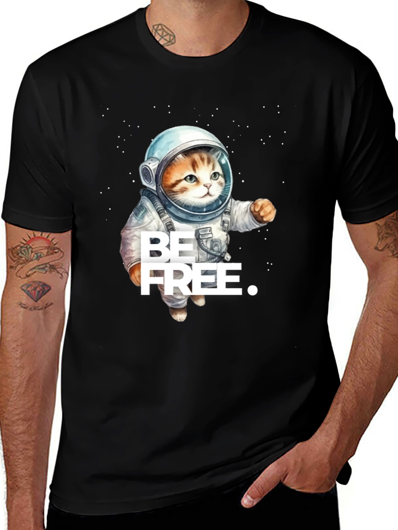 Variant 20 of Cat Astronaut T-Shirt - Be Free Design