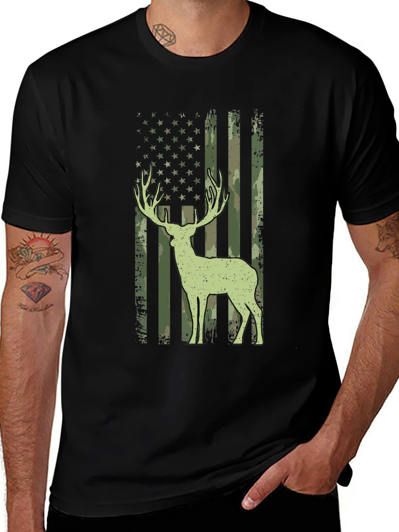 Variant 10 of Camouflage Deer American Flag T-Shirt