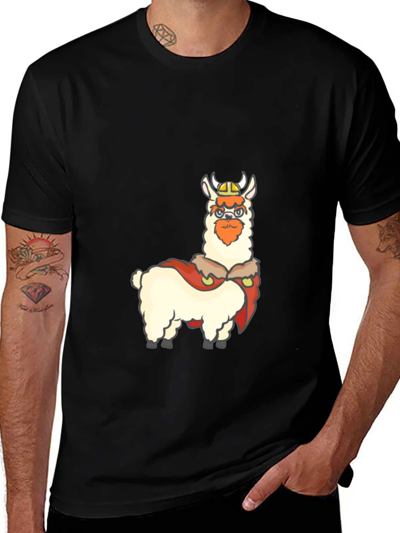 Variant 6 of Viking Llama Graphic T-Shirt