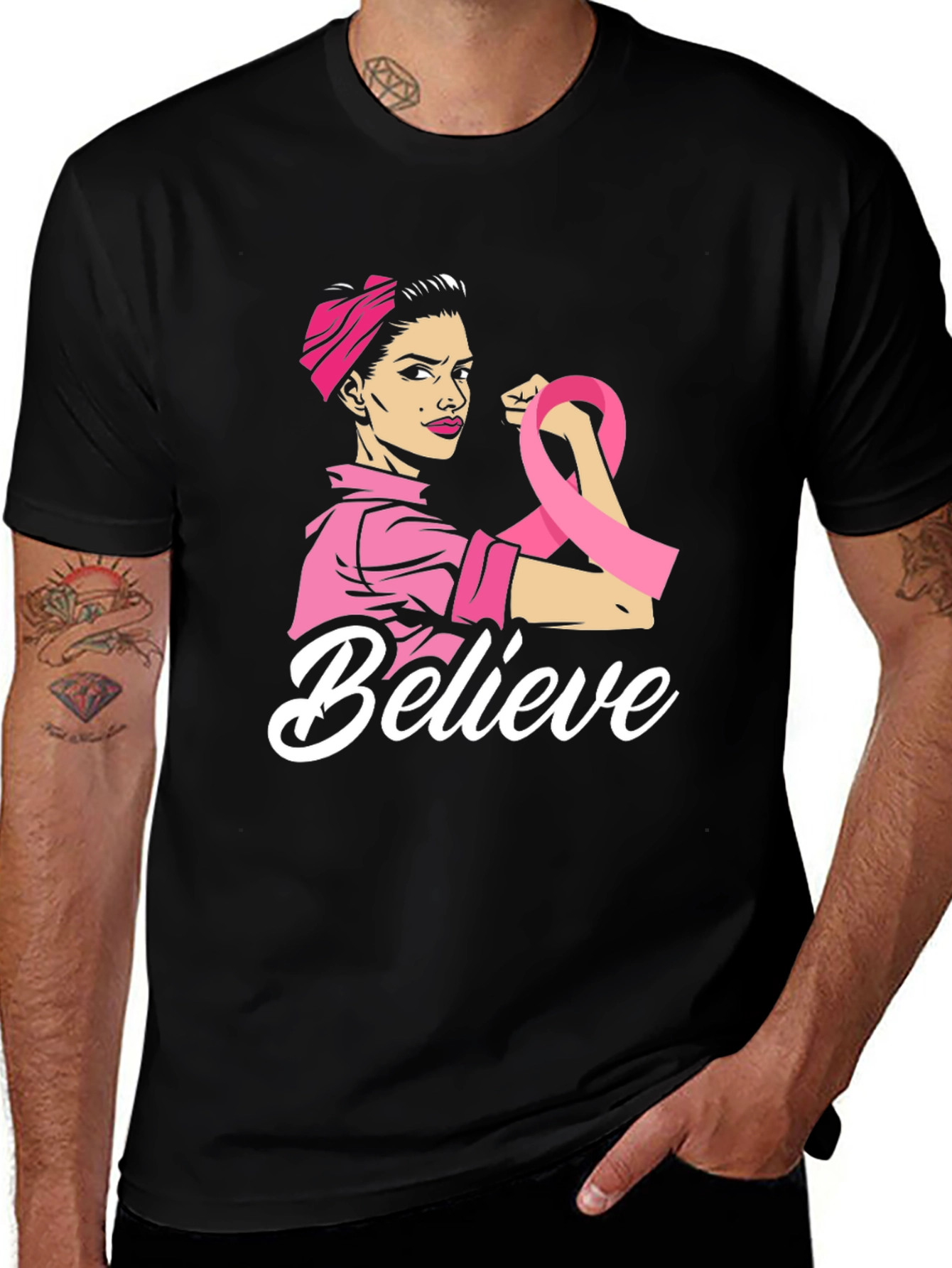 Variant 13 of Believe Breast Cancer Awareness T-Shirt