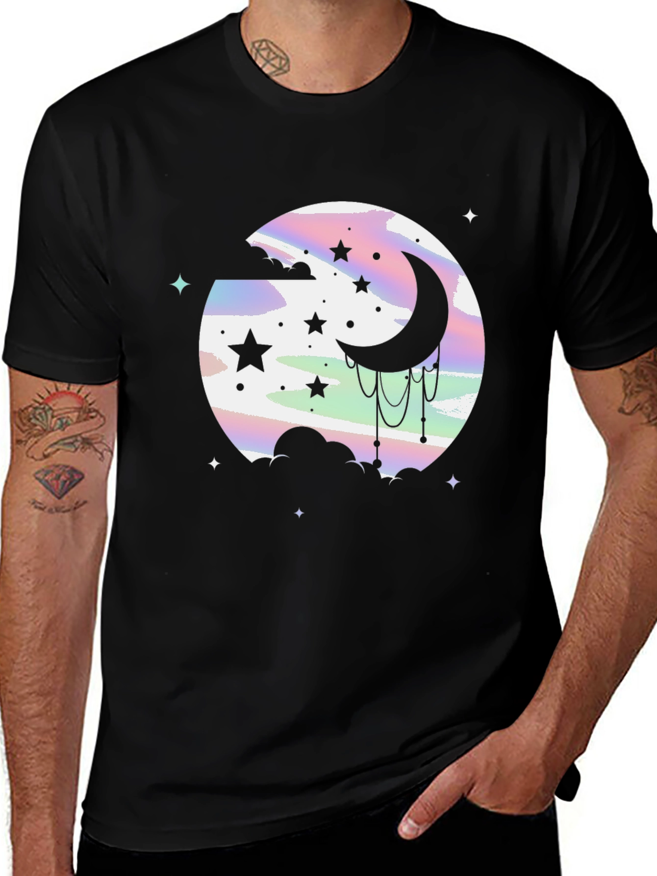 Variant 19 of Celestial Dream T-Shirt: Moon & Stars Graphic Tee