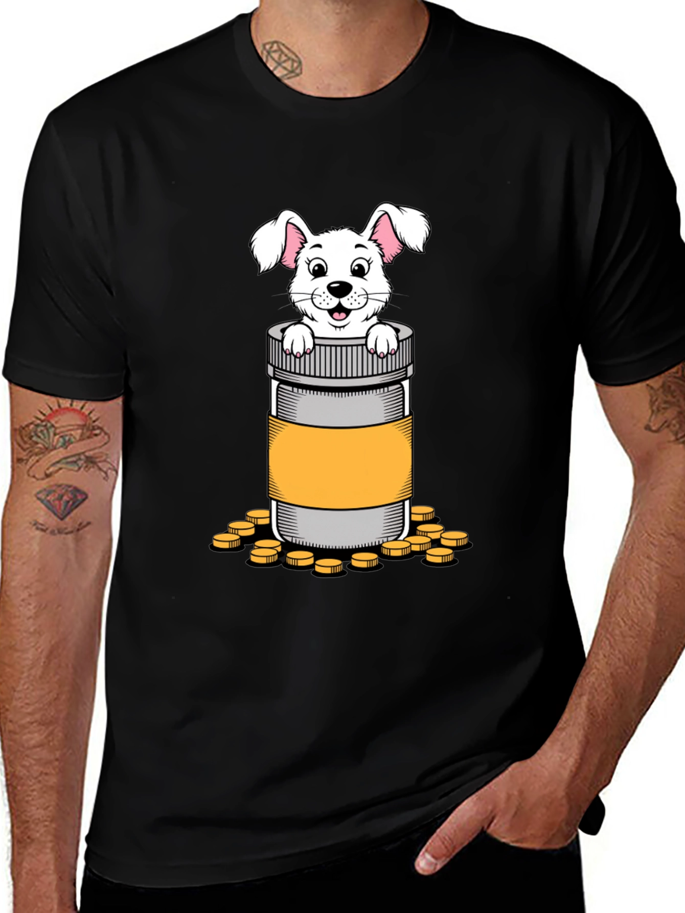 Variant 26 of Bunny in Pill Bottle Graphic T-Shirt
