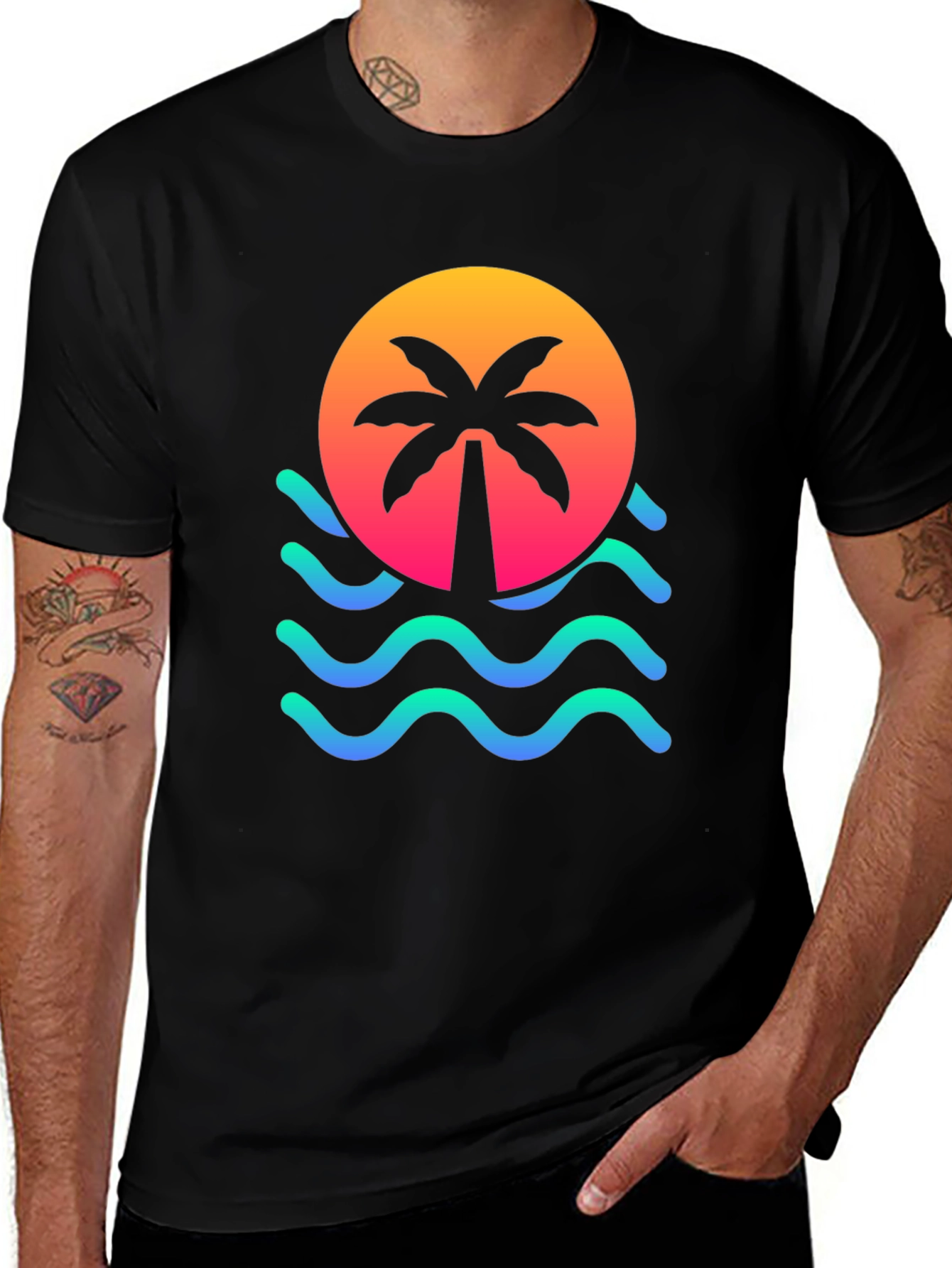 Variant 19 of Sunset Palm Tree Graphic T-Shirt - Tropical Vibes