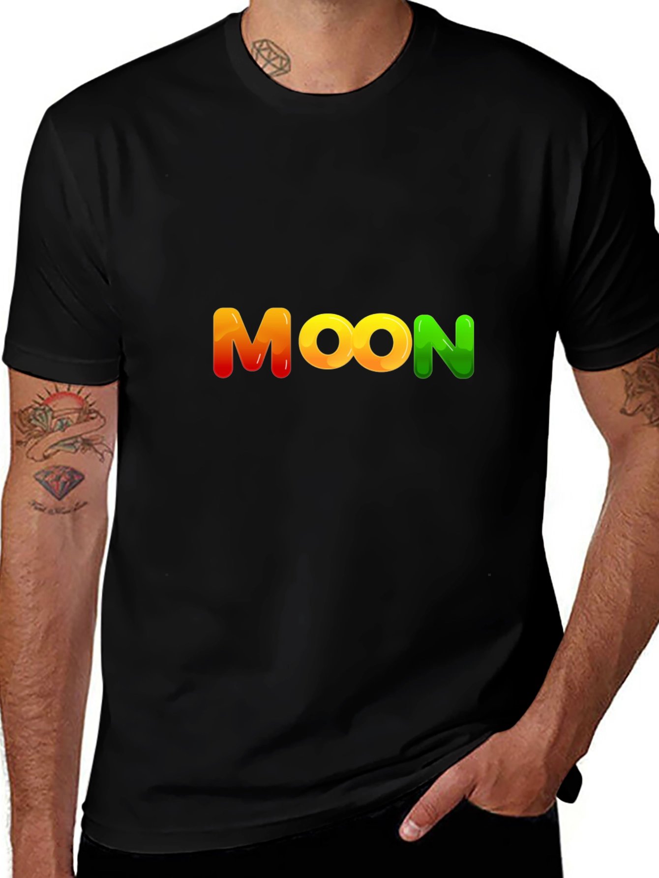 Variant 17 of "Moon" Graphic Black Cotton T-Shirt
