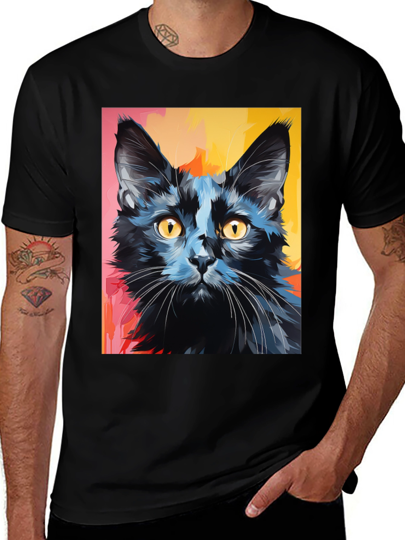 Black Black Cat Graphic Tee - Stylish Men's T-Shirt main image