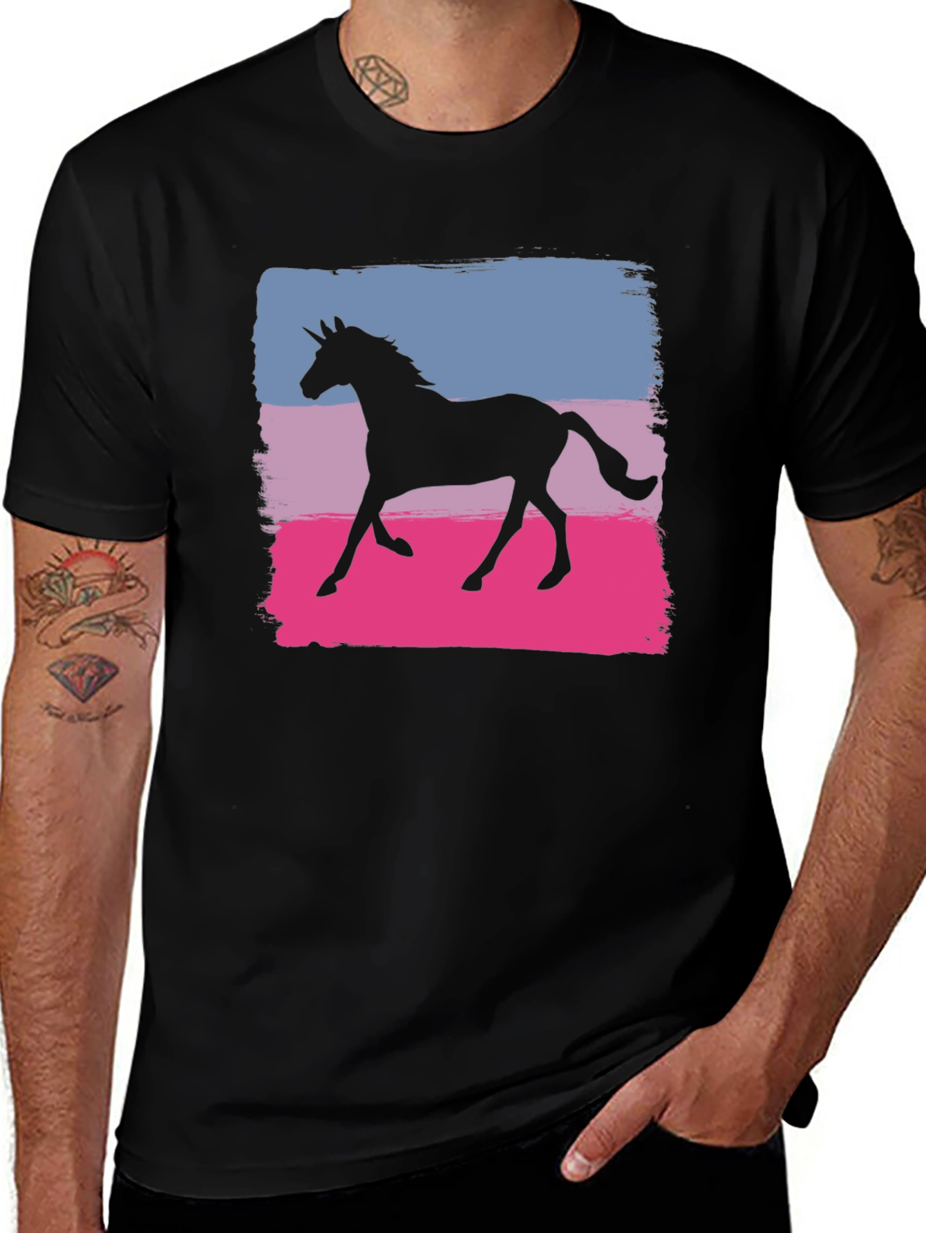 Variant 15 of Unicorn Silhouette Graphic T-Shirt - Bold Color Block Design