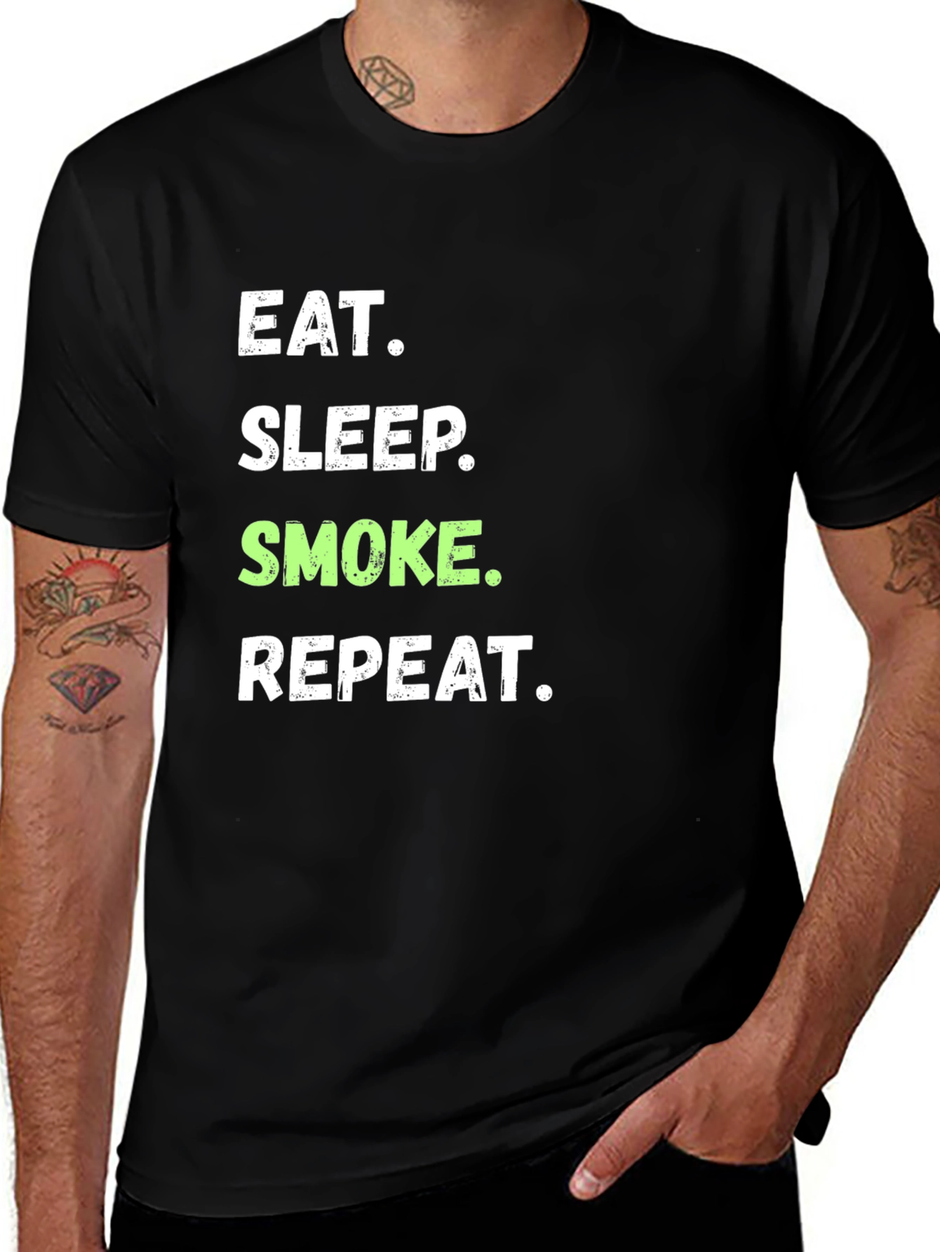 Variant 12 of Eat Sleep Smoke Repeat Graphic Tee