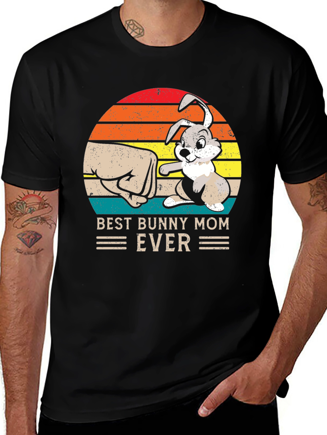 Variant 9 of Best Bunny Mom Ever Black T-Shirt