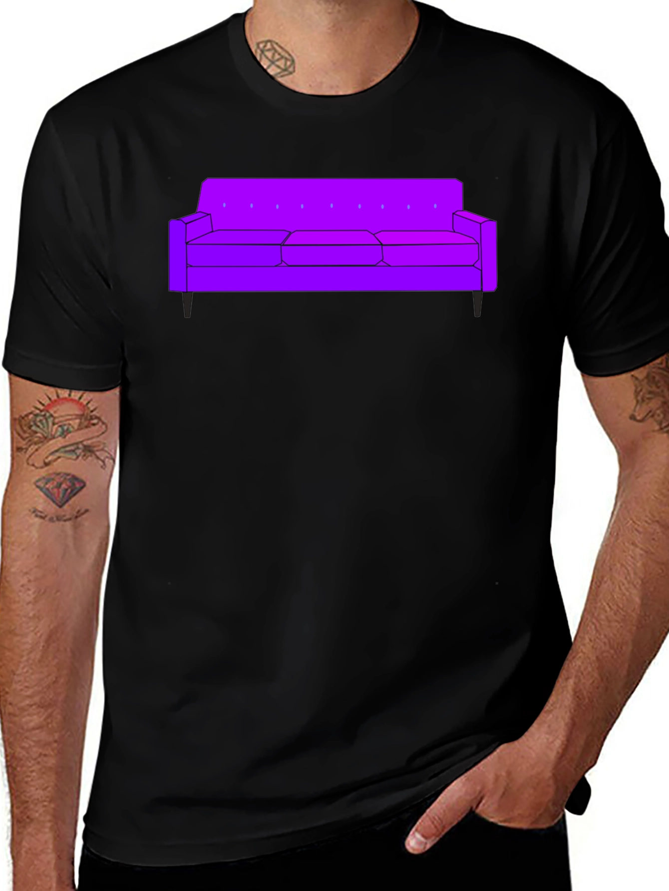 Variant 23 of Purple Couch Graphic Tee - Modern Comfort