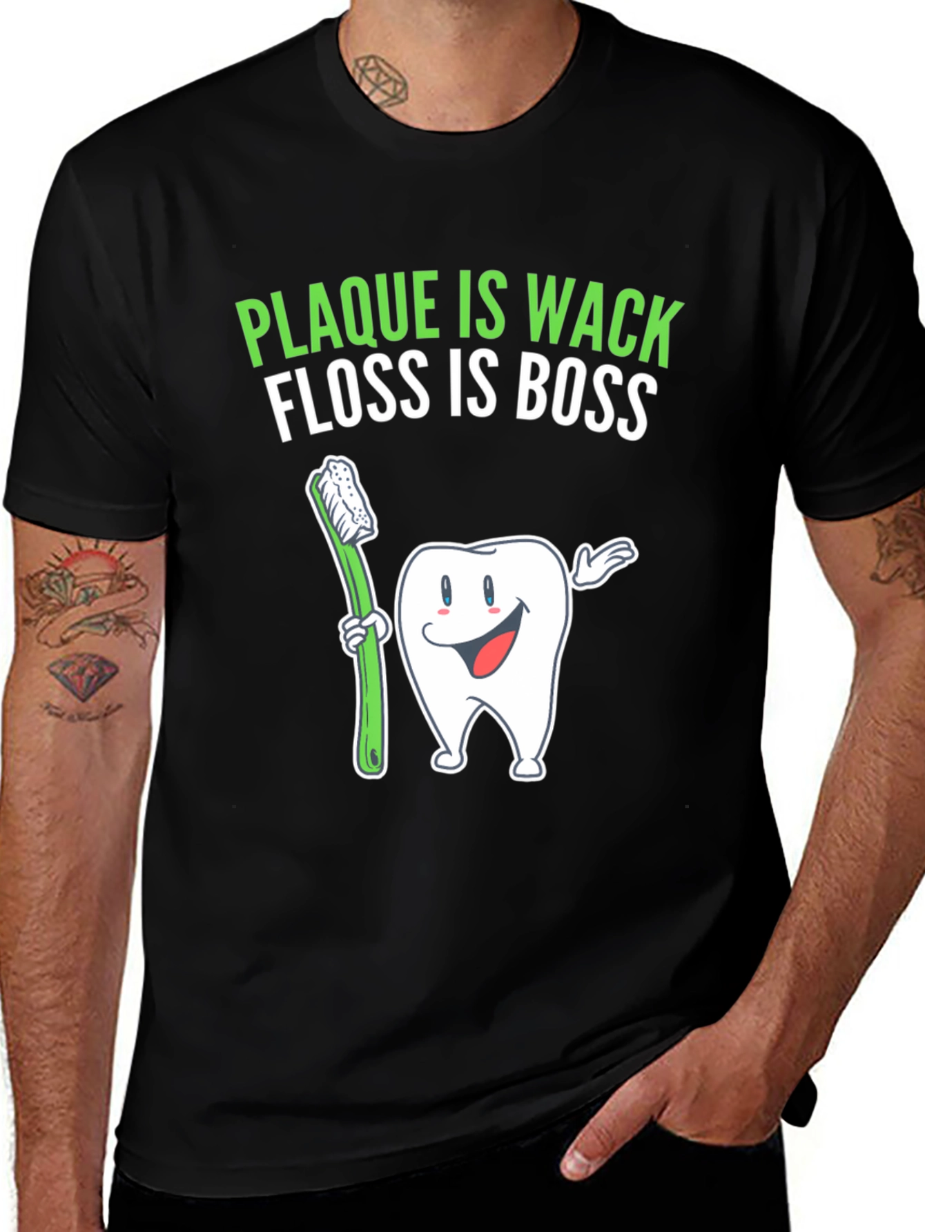 Variant 25 of Plaque Is Wack Floss Is Boss Graphic Tee