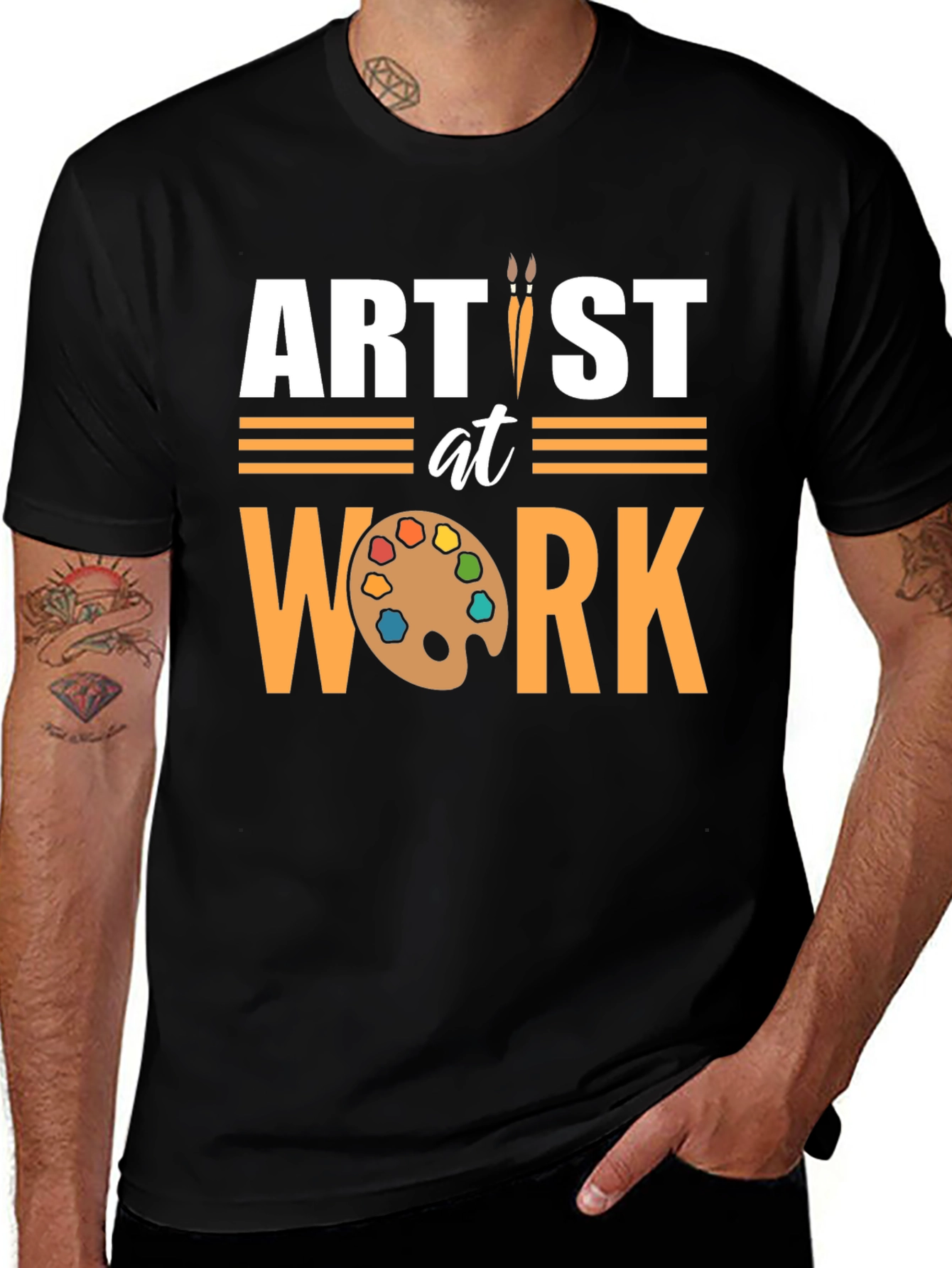 Variant 9 of Artist At Work Graphic Tee - Creative Design