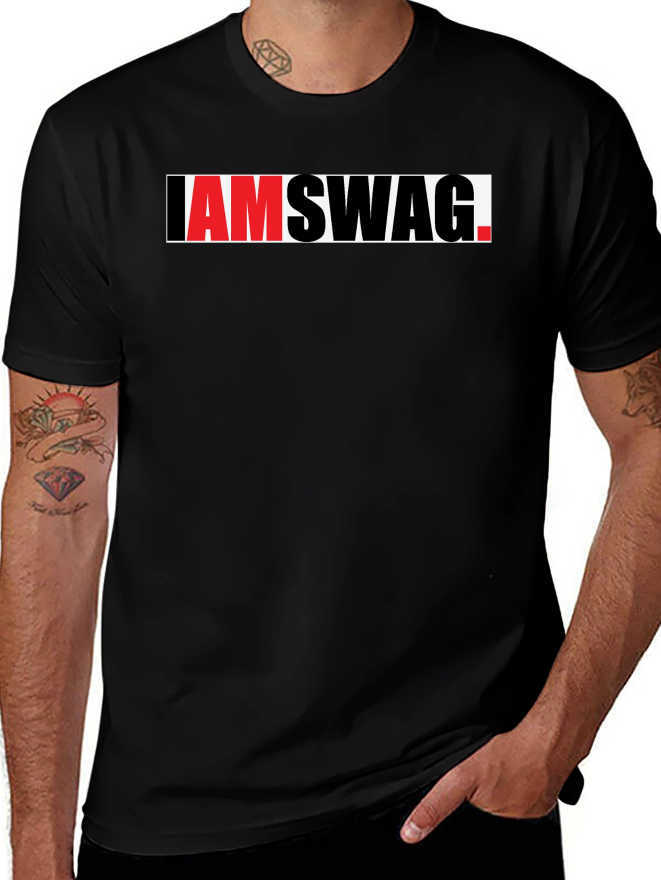 Variant 26 of I Am Swag Graphic Tee - Trendy Black T-Shirt