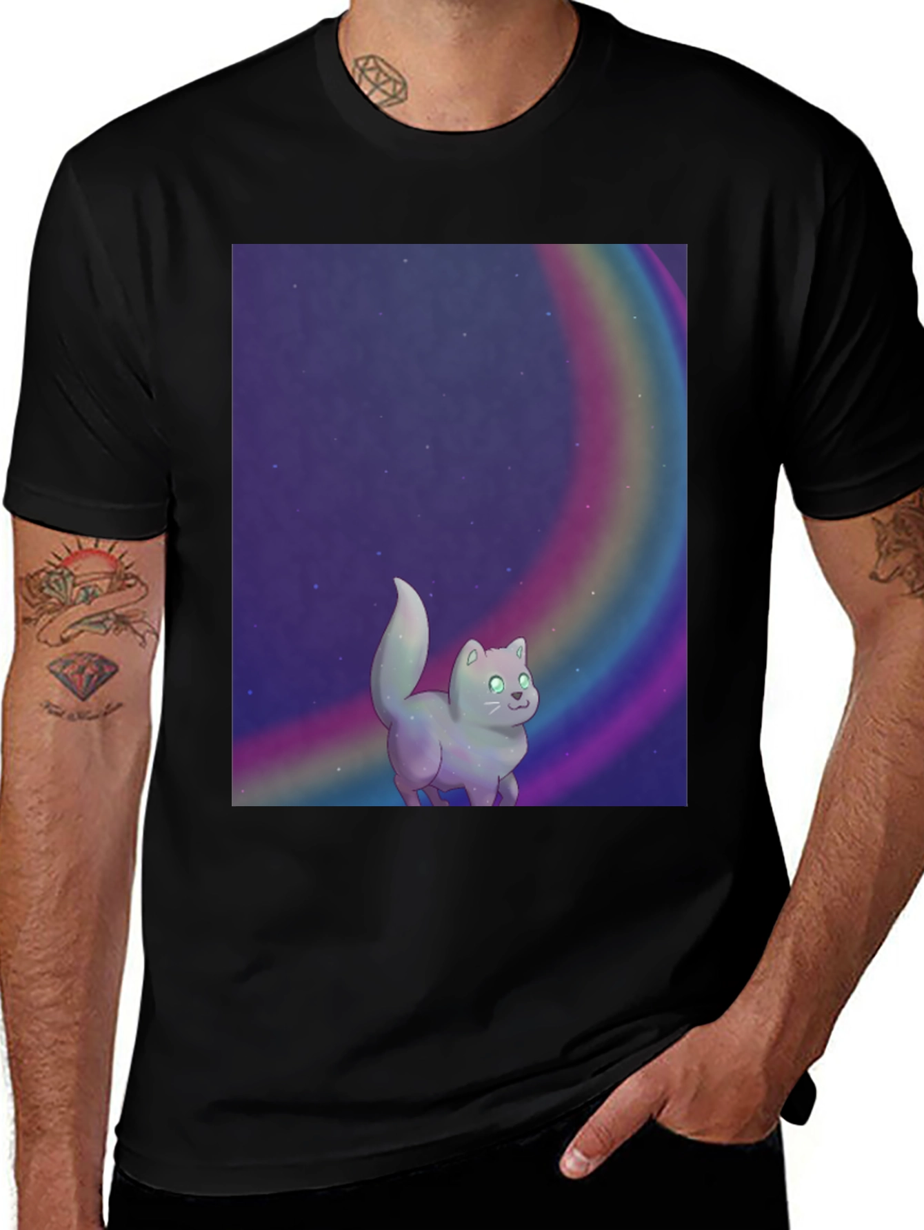 Variant 4 of Rainbow Cat T-Shirt - Cosmic Kitten Tee