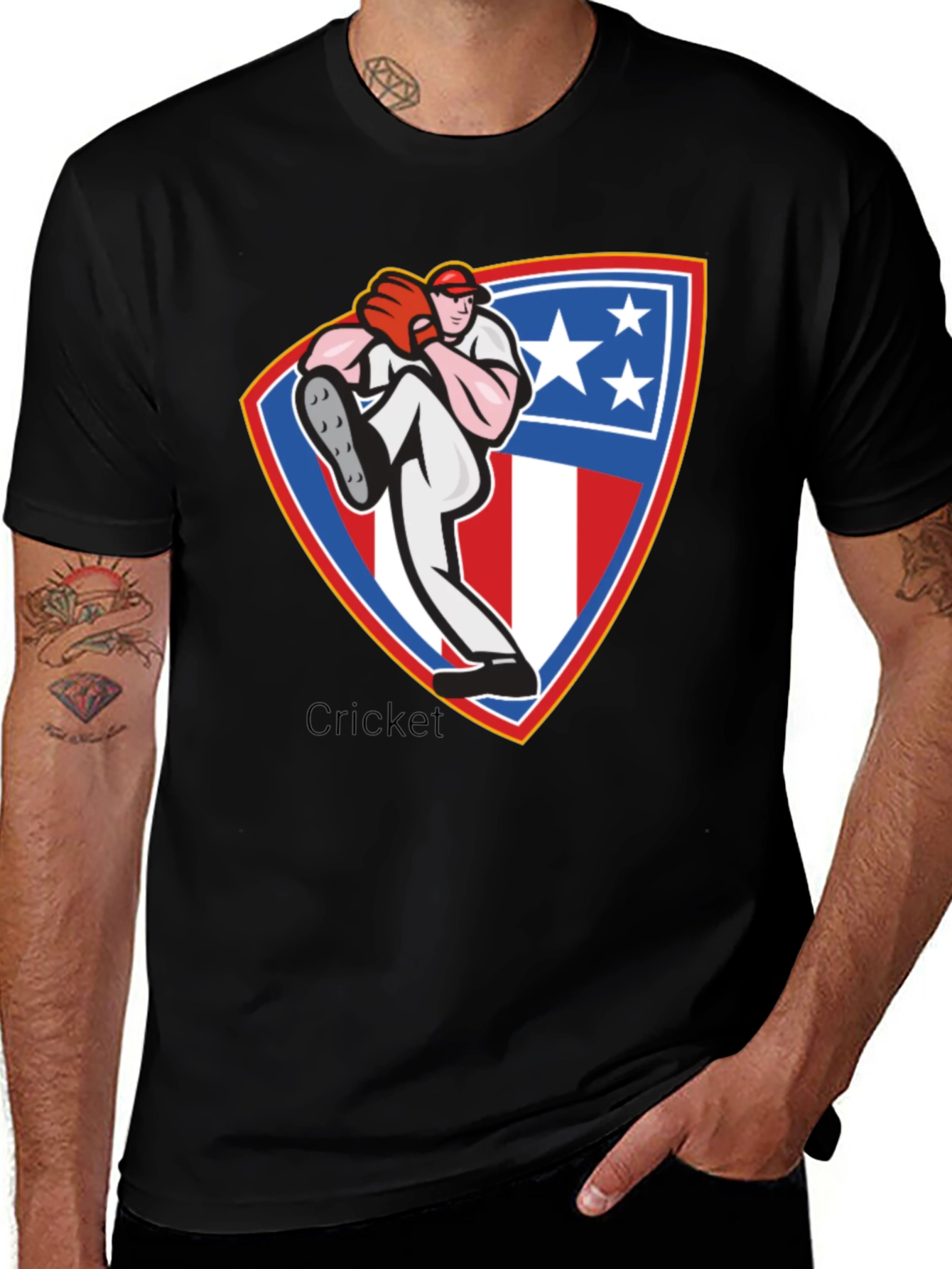 Variant 23 of Patriotic Baseball Pitcher Graphic T-Shirt