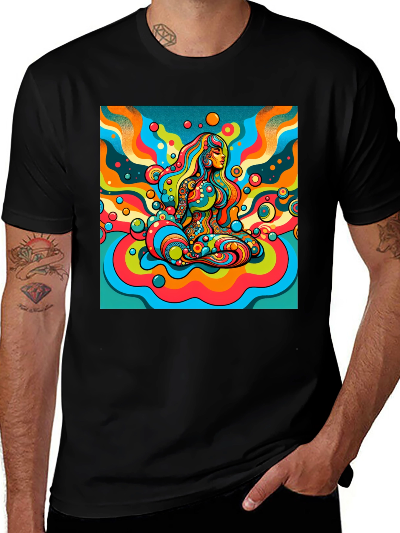 Variant 19 of Psychedelic Art Print Black T-Shirt