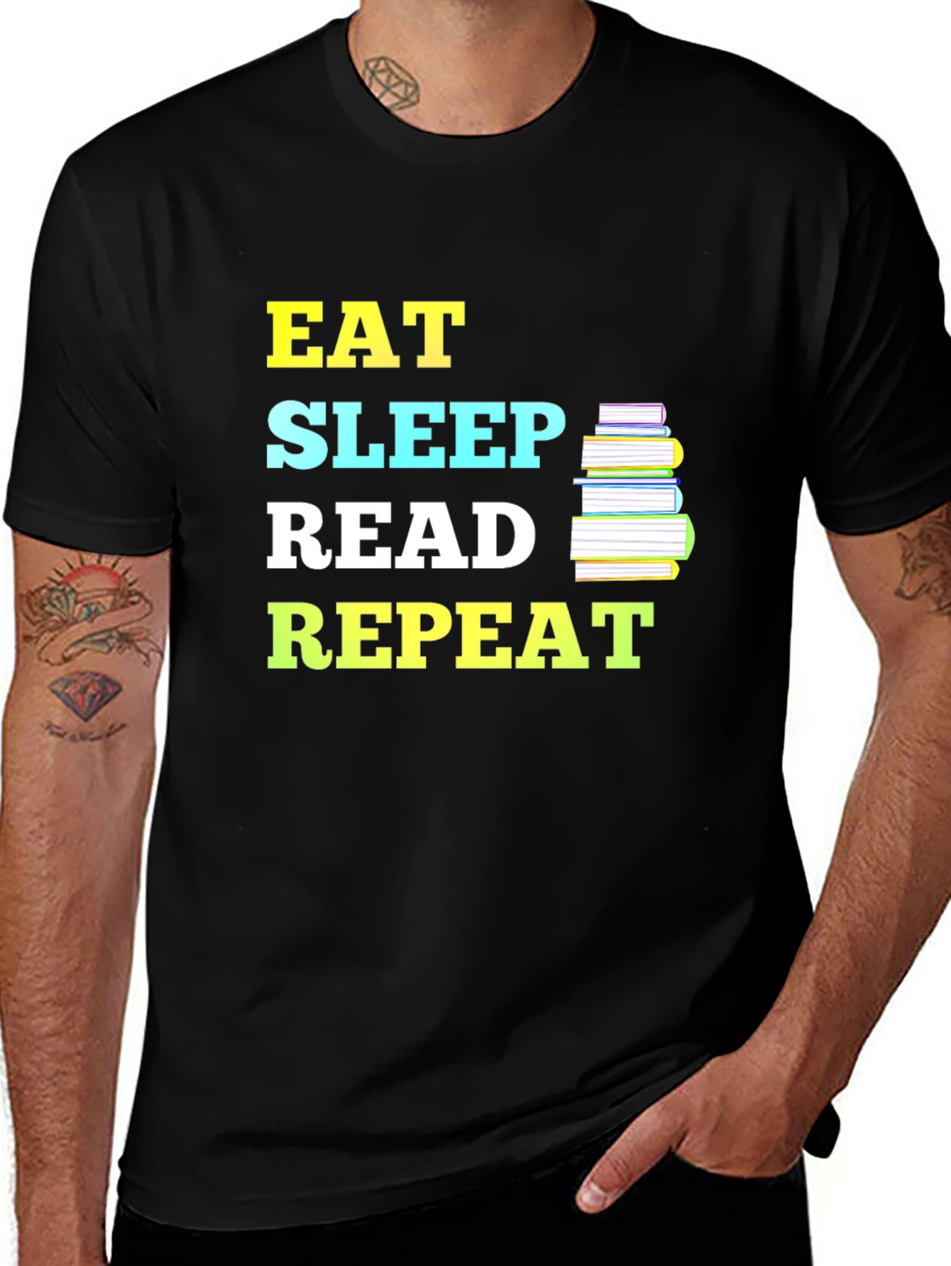 Variant 15 of Eat Sleep Read Repeat Black T-Shirt