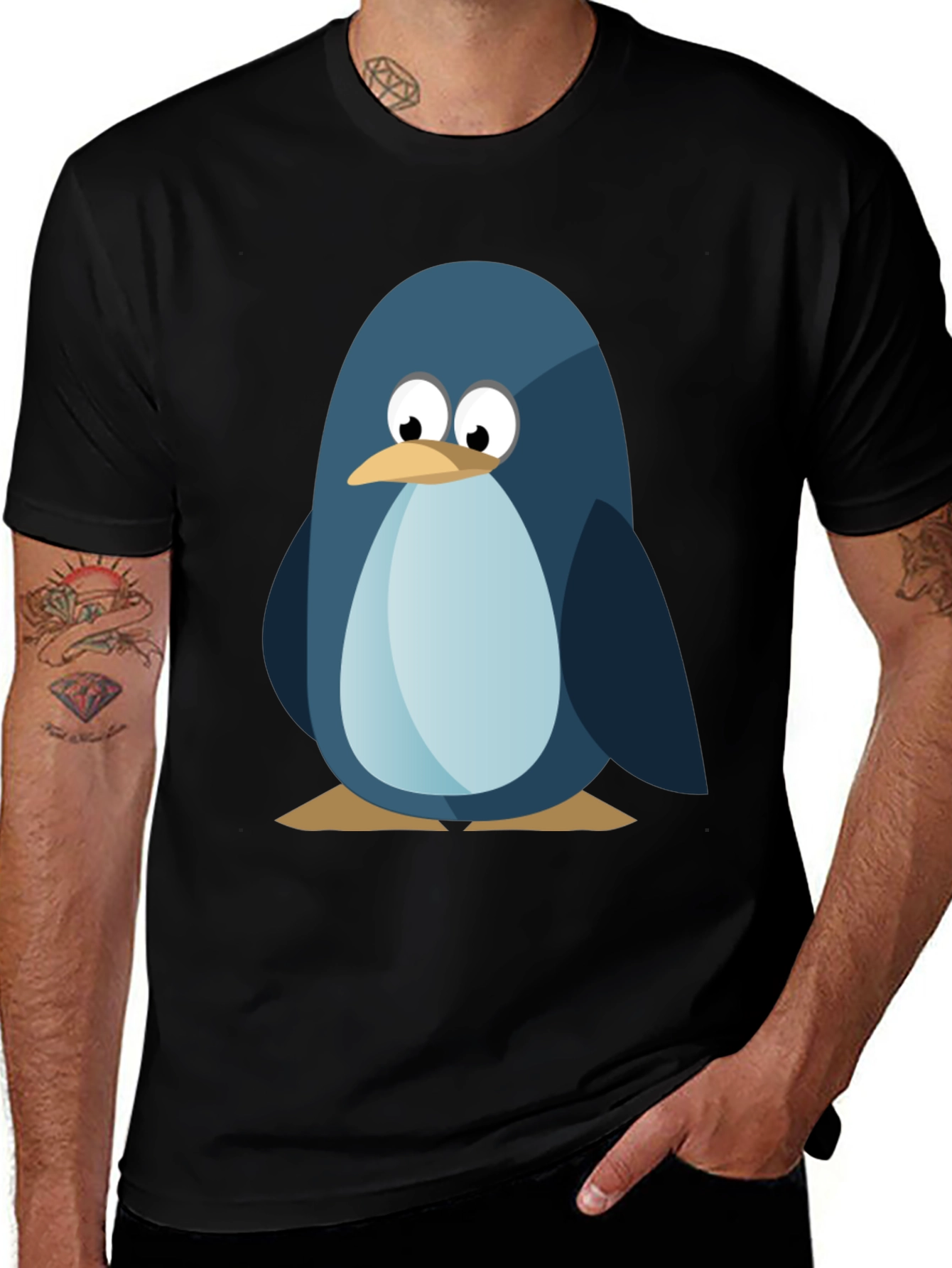 Variant 20 of Cute Penguin Graphic Tee - Men's Black T-Shirt