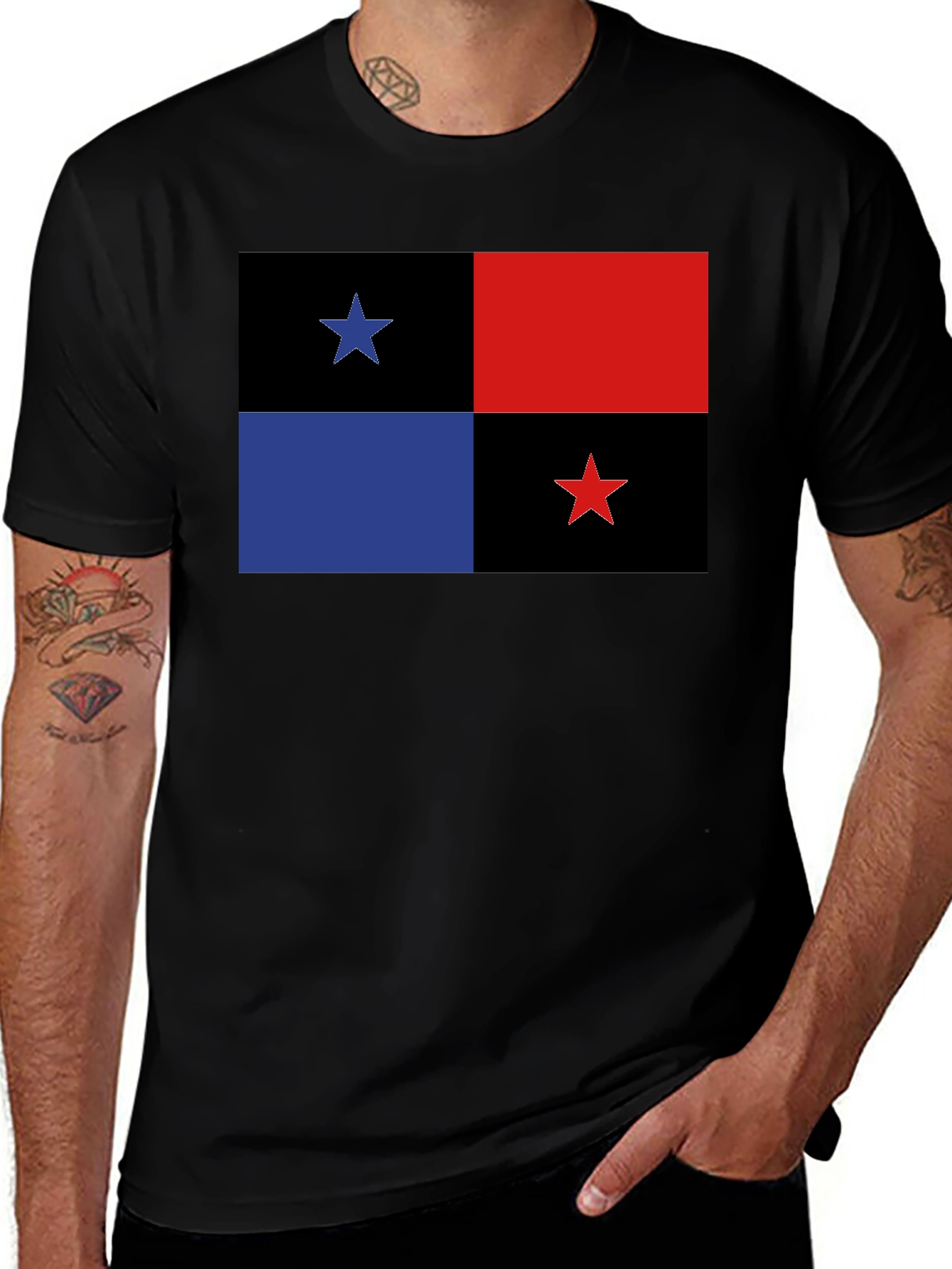 Variant 19 of Panama Flag Graphic Black T-Shirt