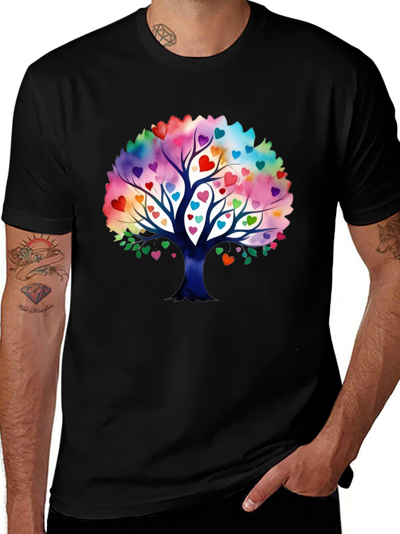 Variant 11 of Heart Tree Graphic Black T-Shirt
