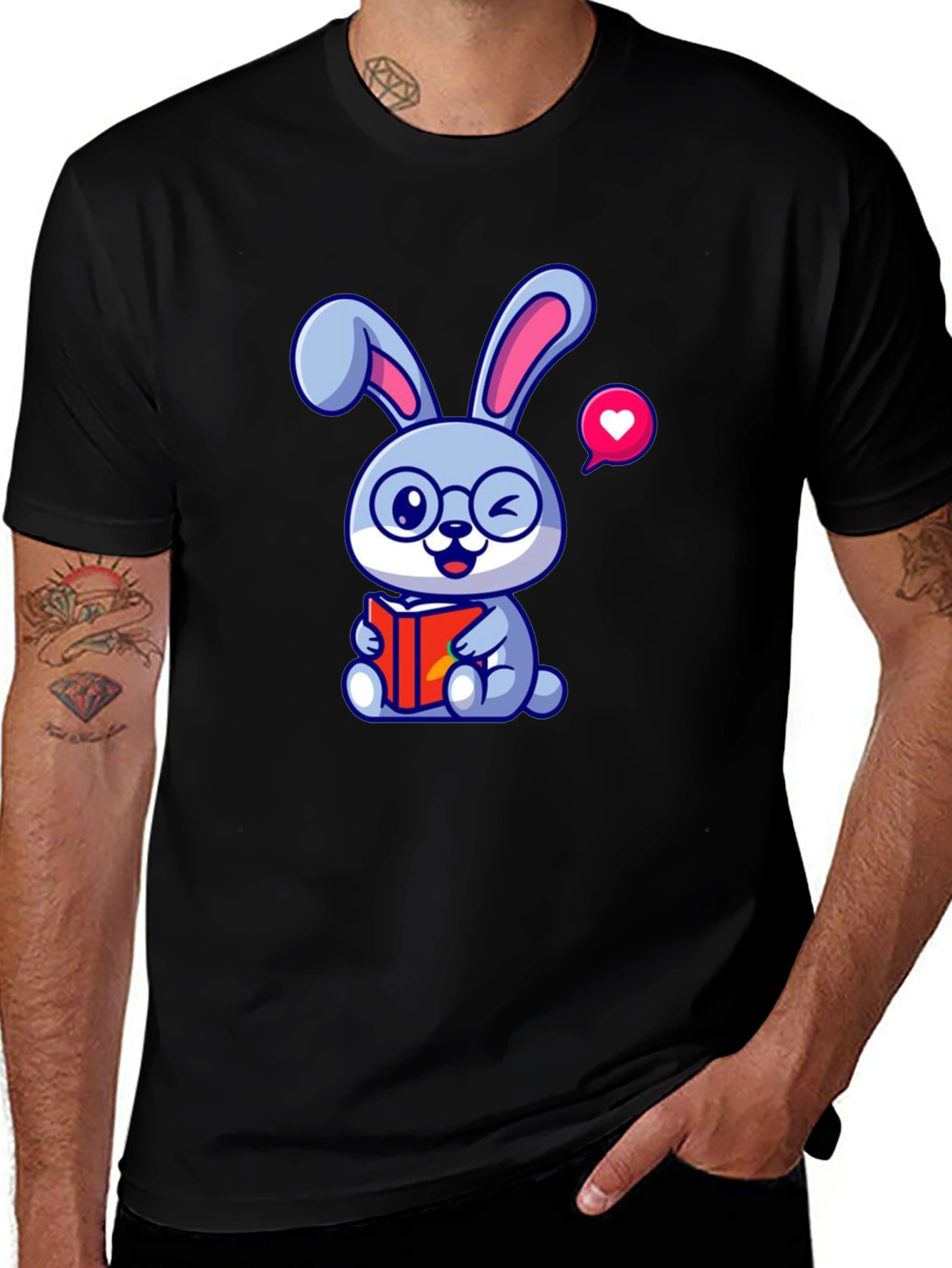 Variant 7 of Cute Bunny Reading T-Shirt