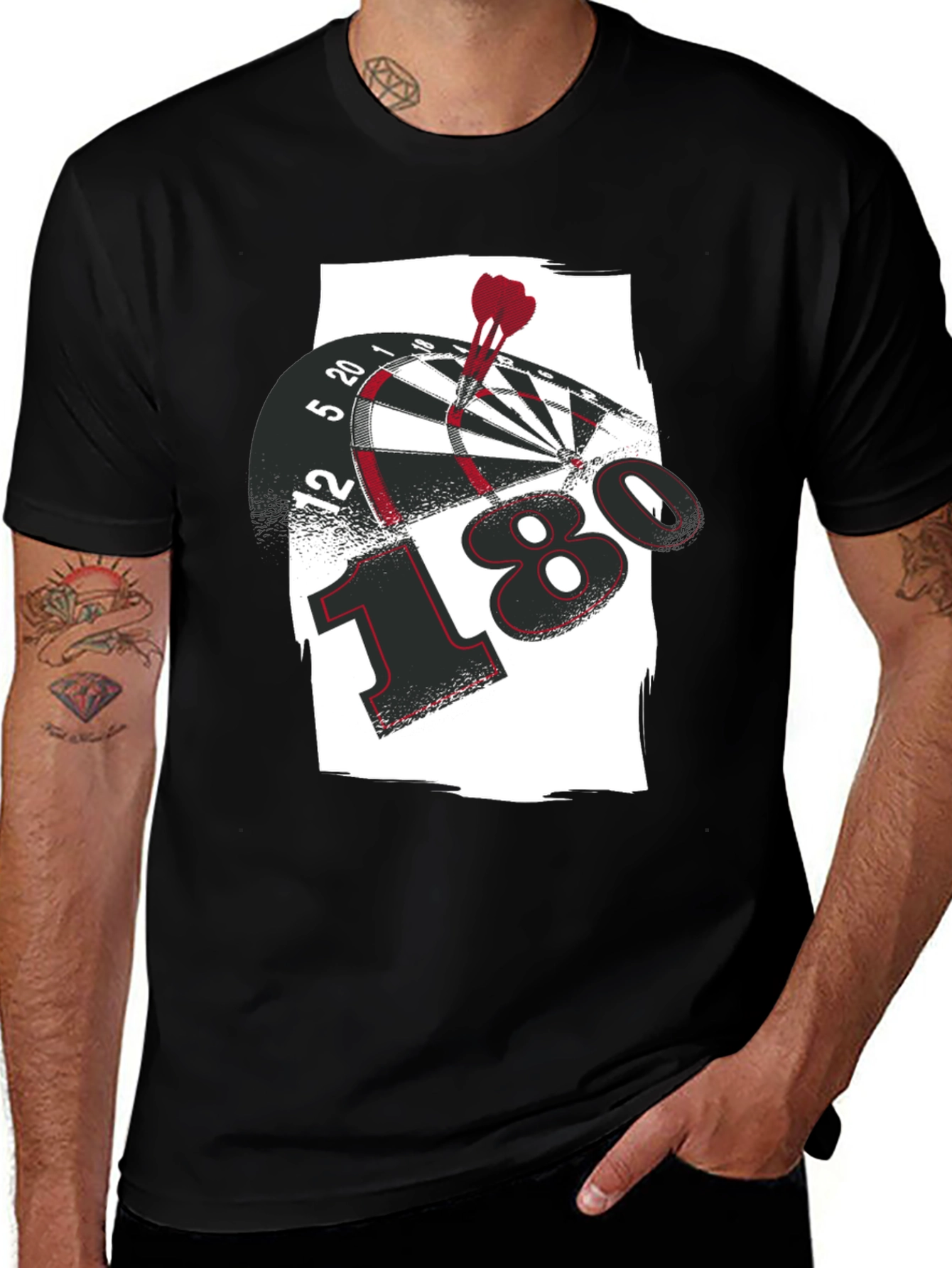 Variant 19 of Darts 180 T-Shirt, Black Dartboard Tee for Game Night