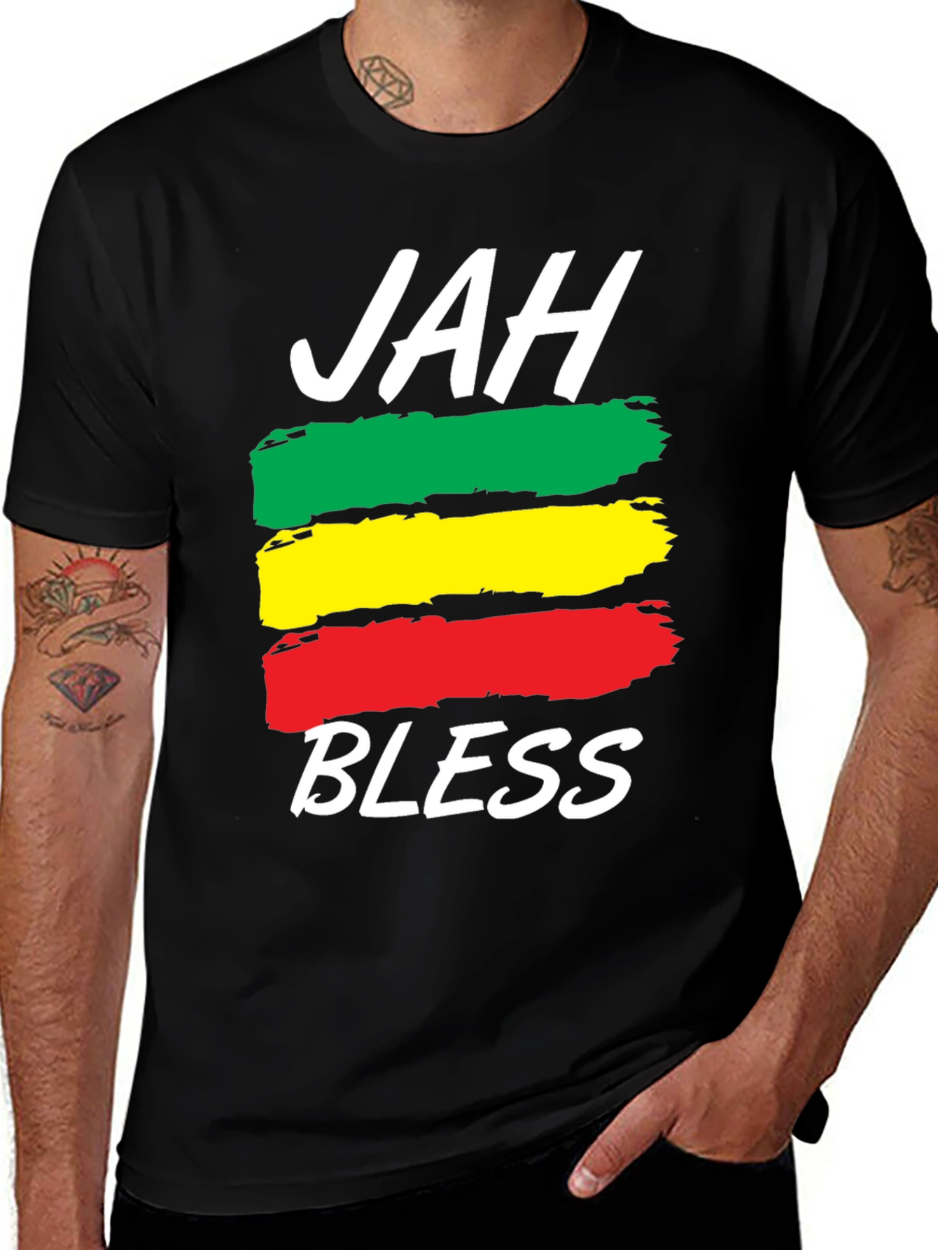 Jah Bless Reggae T-Shirt - Rasta Colors