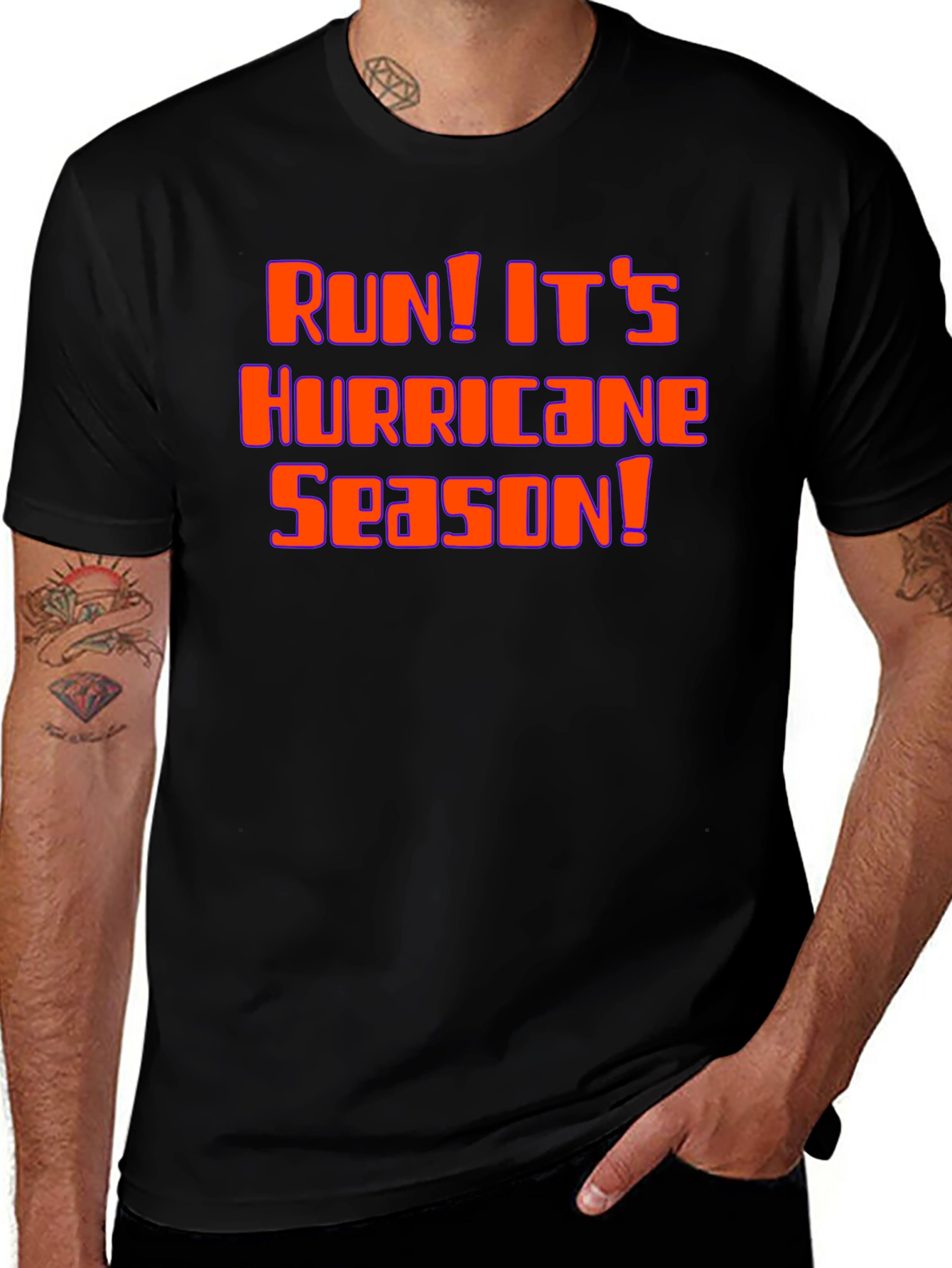 Variant 8 of Run! It's Hurricane Season Black Graphic Tee