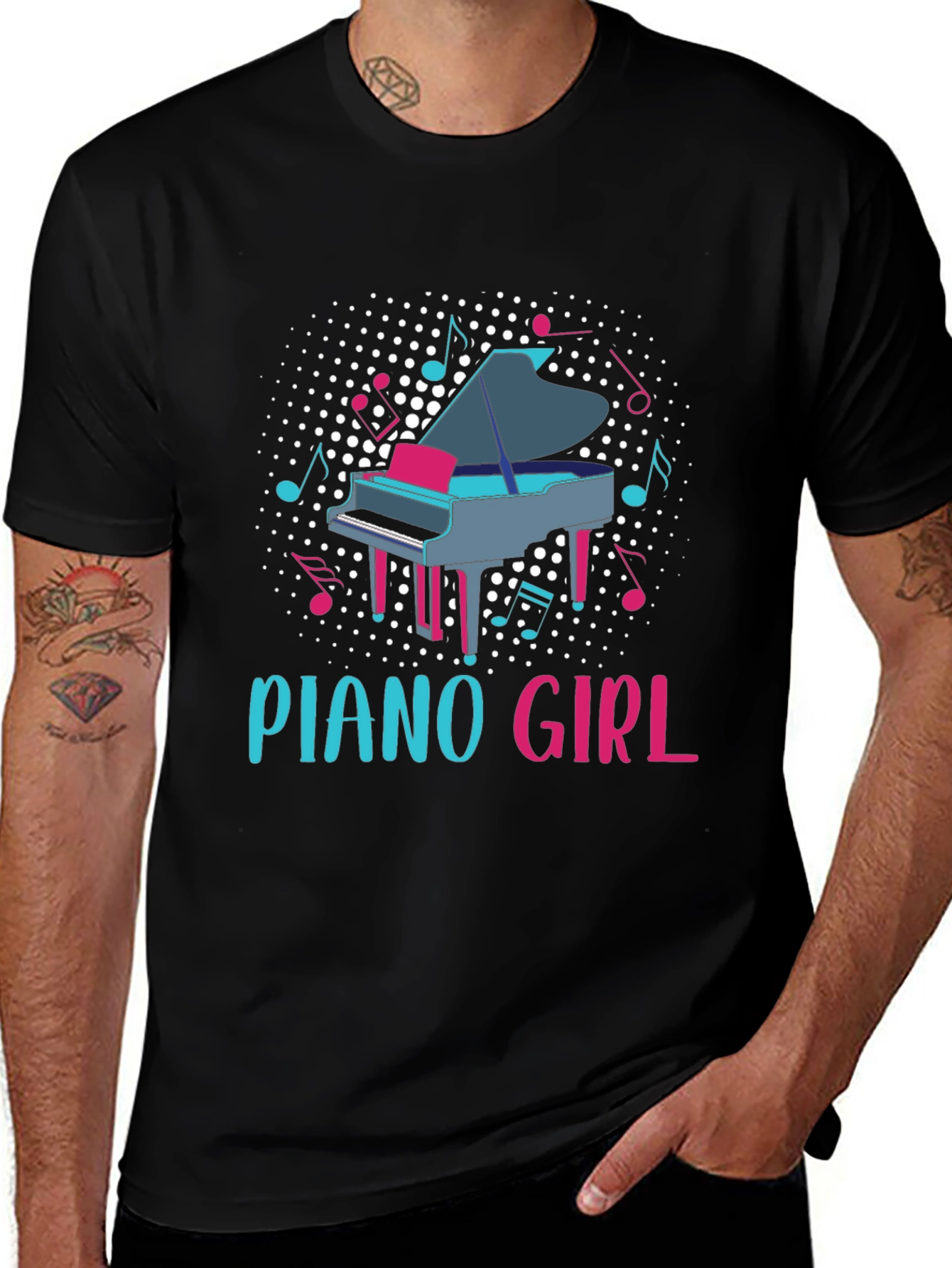 Variant 28 of Piano Girl Graphic T-Shirt - Music Lover Tee